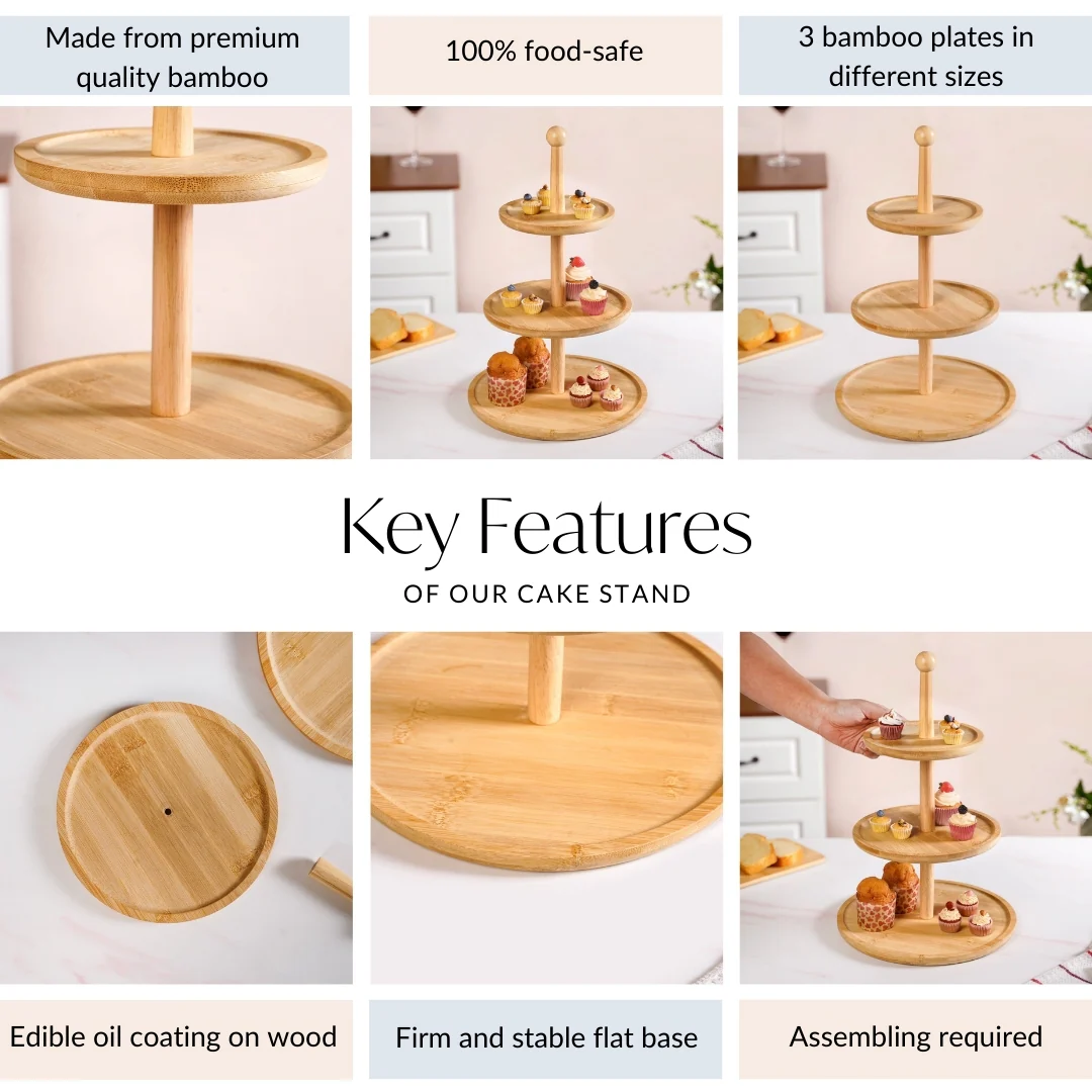 3 Tier Bamboo Cupcake Stand - Image 5