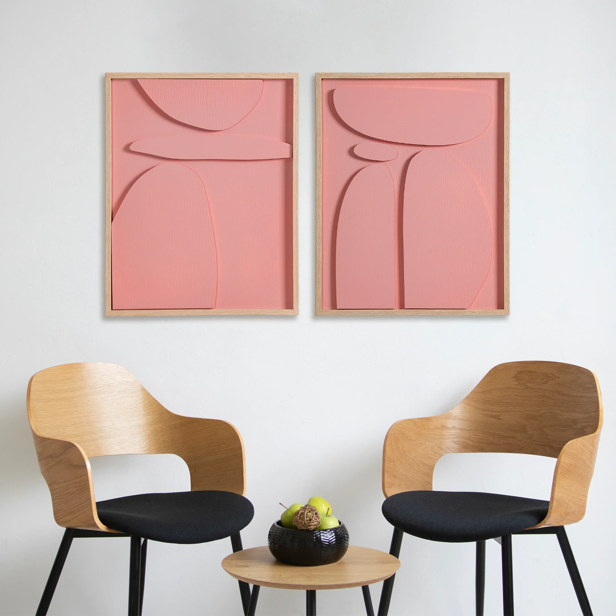 3D Abstract Wall Art Pink Set Of 2 20x16 Inch - Image 7
