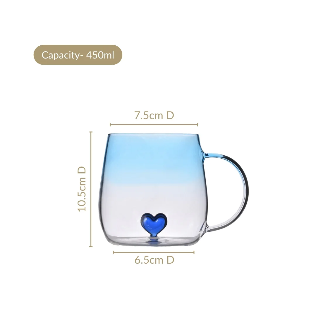 3D Blue Heart Ombre Mug Set Of 2 450ml - Image 3
