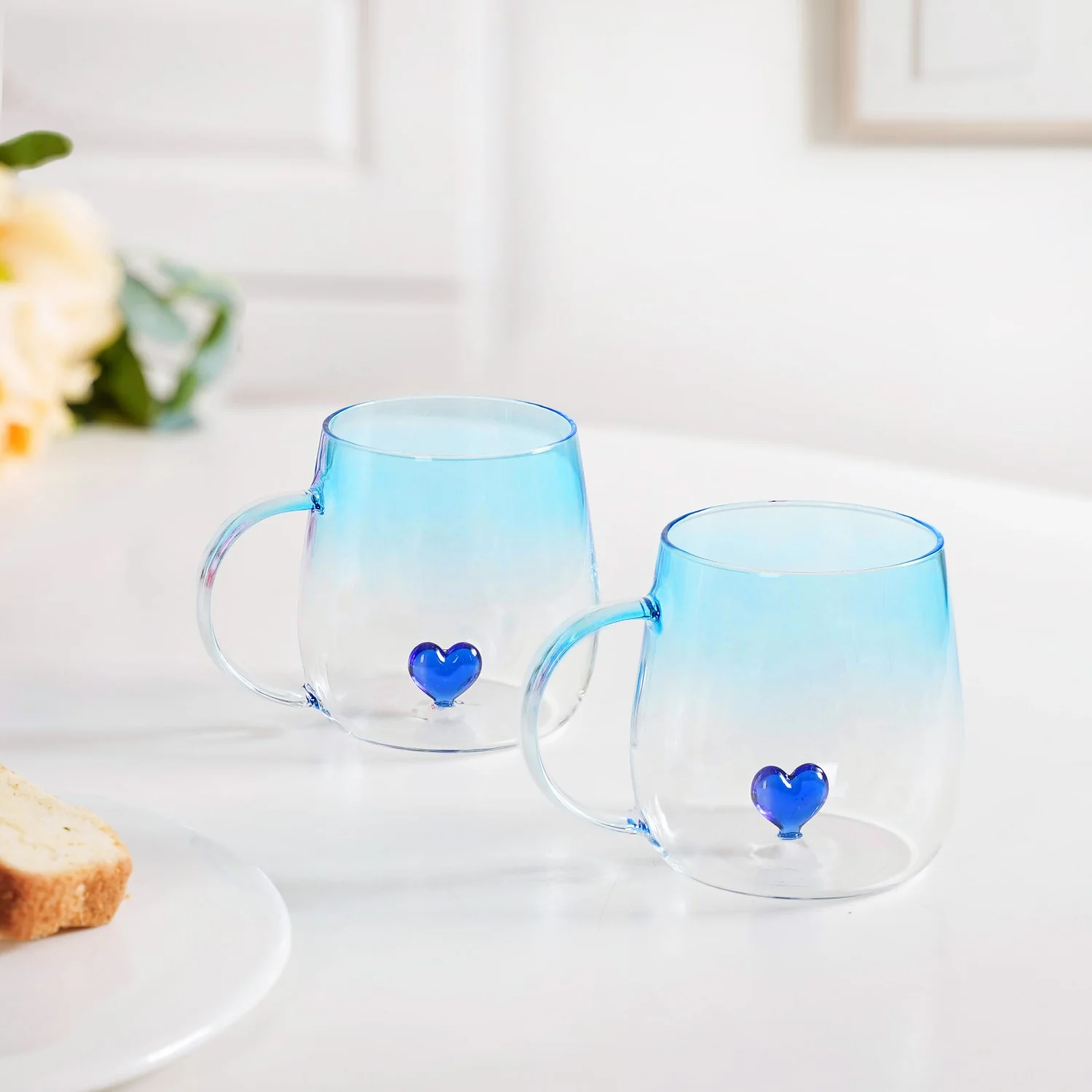 3D Blue Heart Ombre Mug Set Of 2 450ml - Image 8