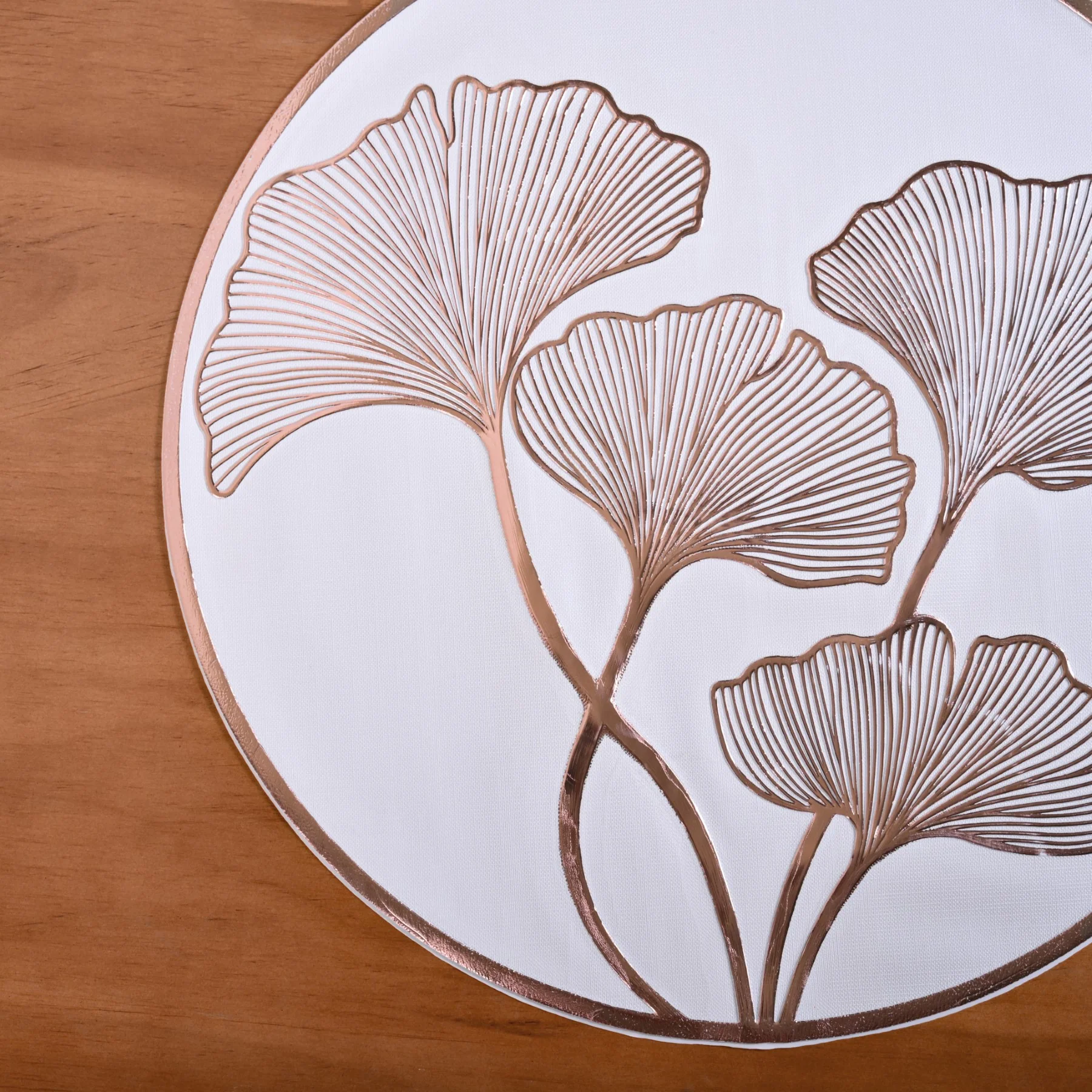 3D Ginkgo Rose Gold Dining Table Mat Set Of 6 - Image 6