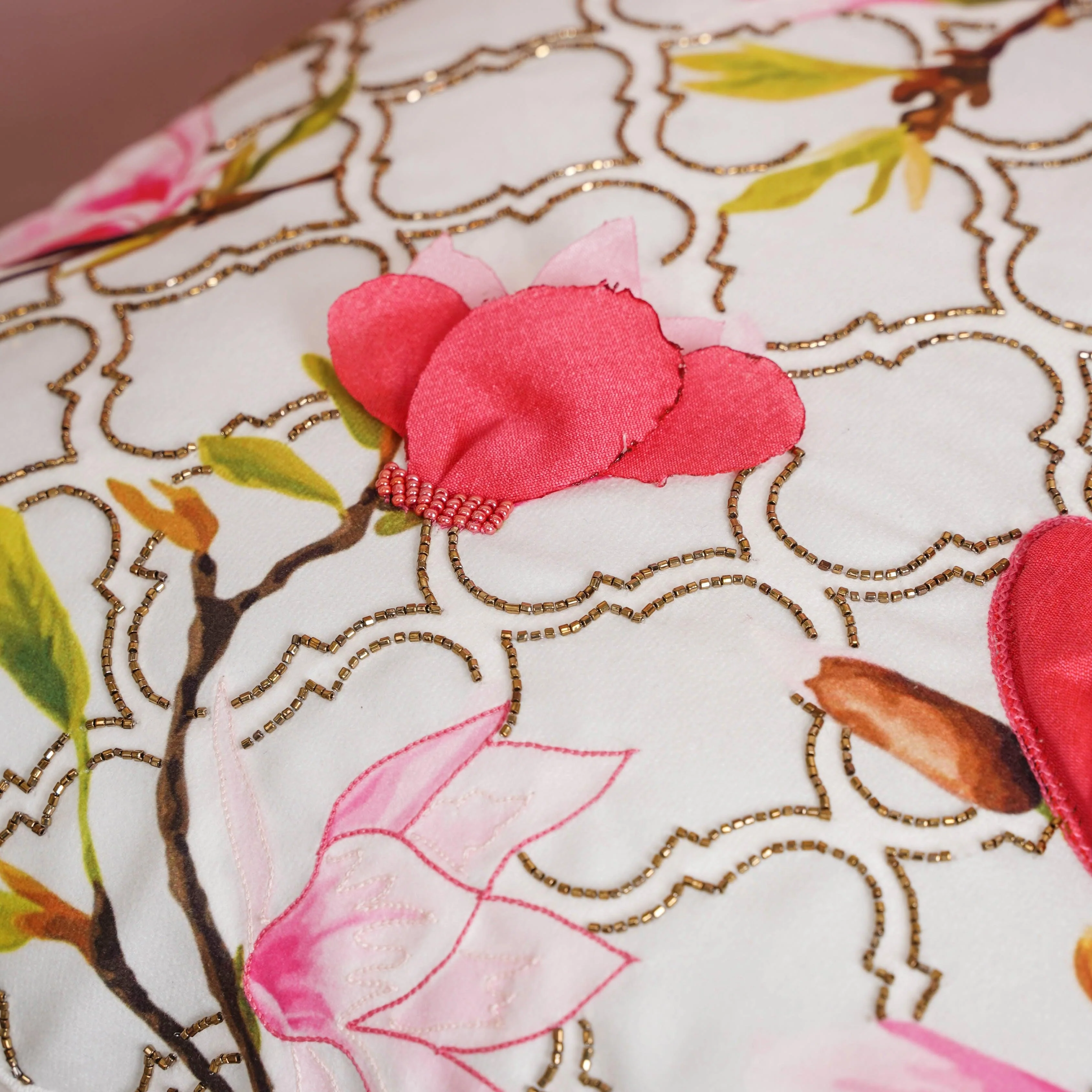 3D Hand Embroidered Sequin Velvet Cushion Cover 16 inch - Image 6