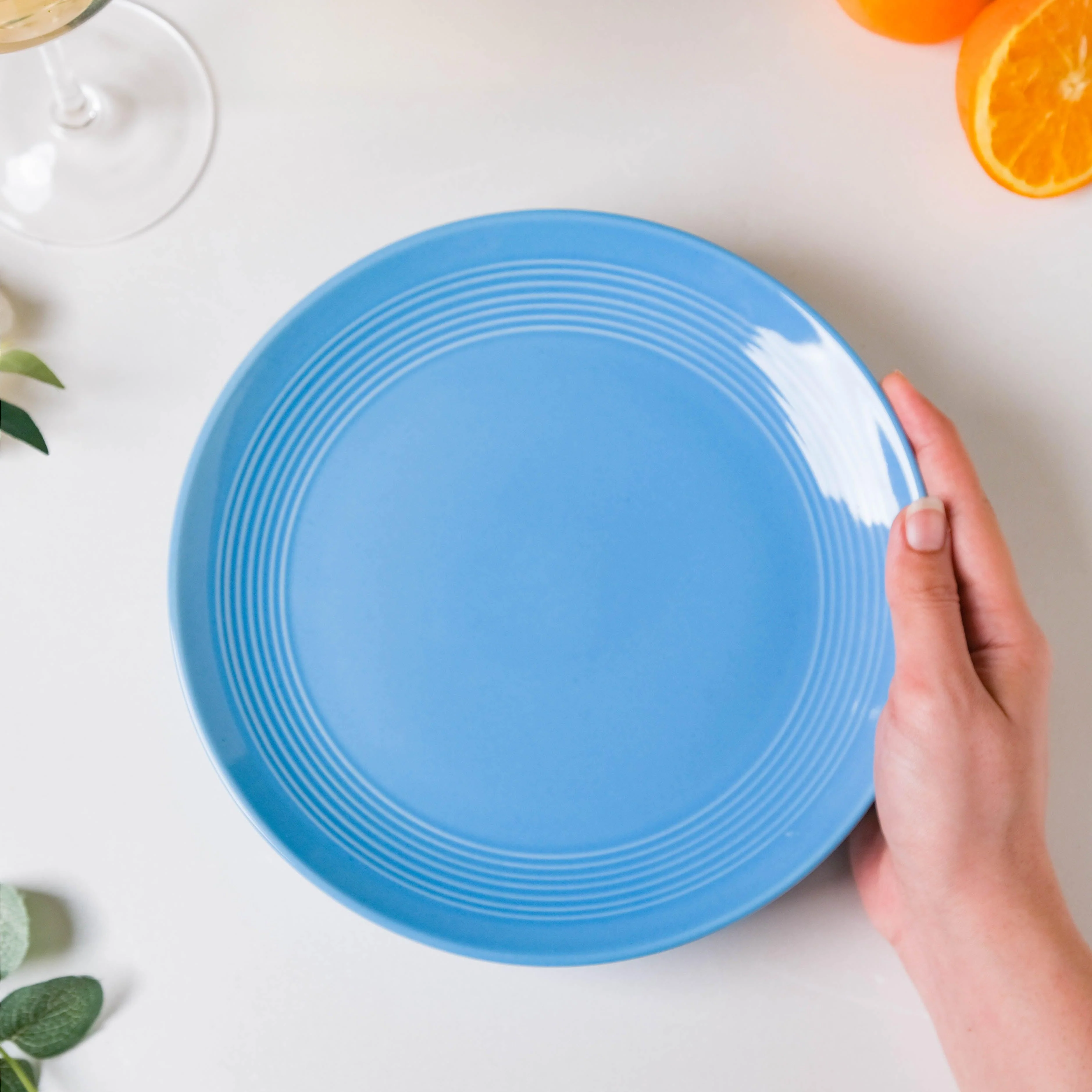 7 Ring Ocean Blue Snack Plate 8 inch - Image 2
