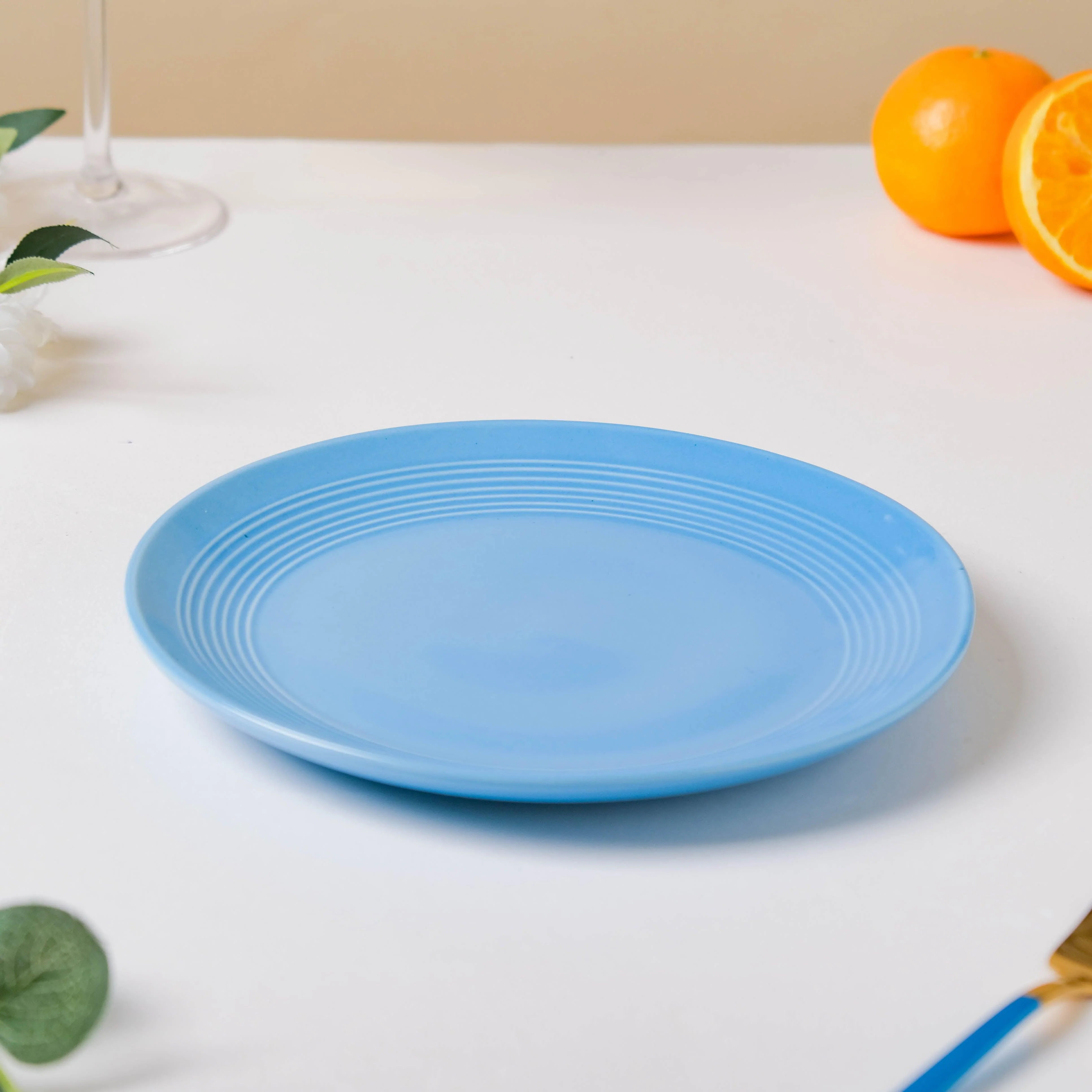 7 Ring Ocean Blue Snack Plate 8 inch - Image 4