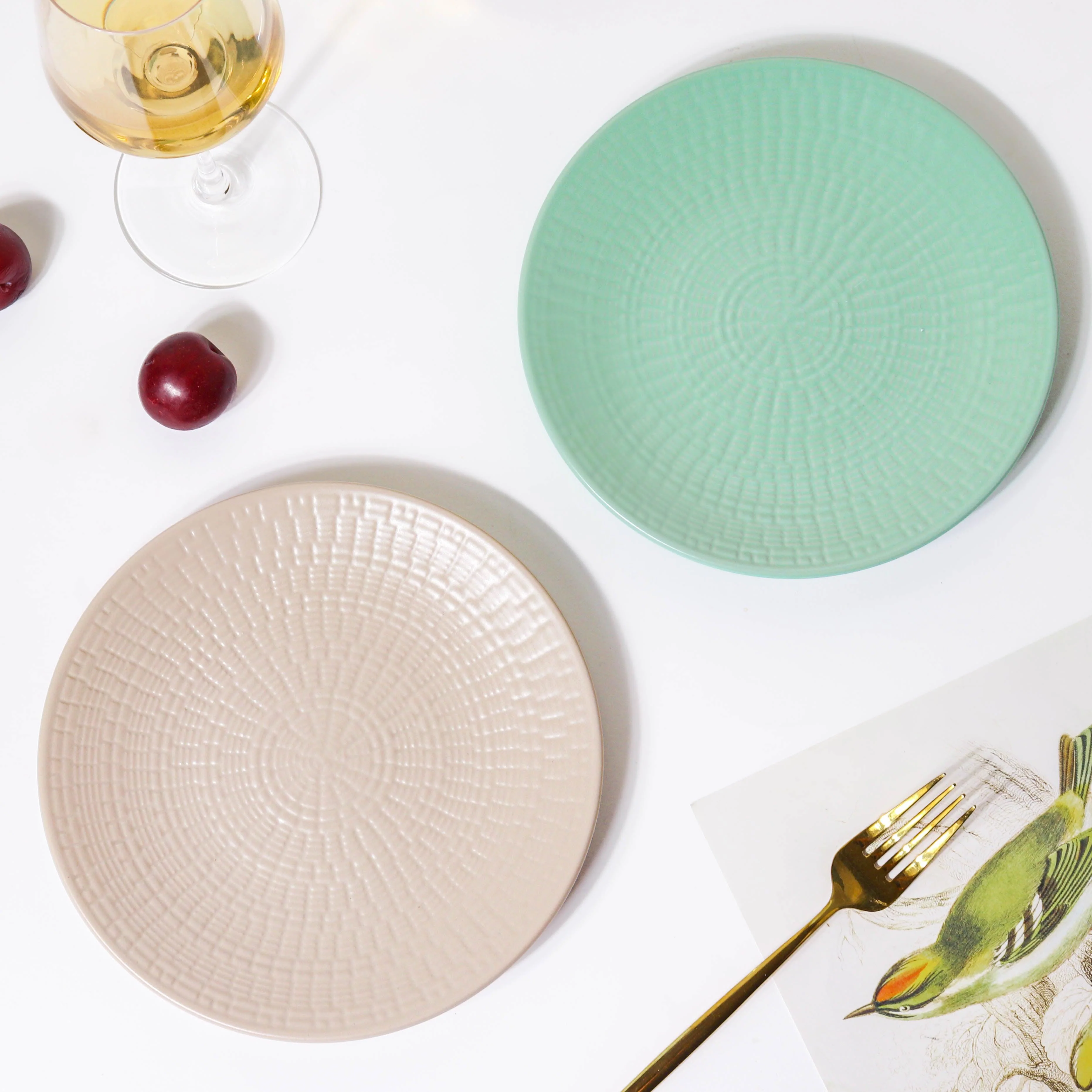 Aamirah Beige Patterned Snack Plate 8 Inch - Image 8