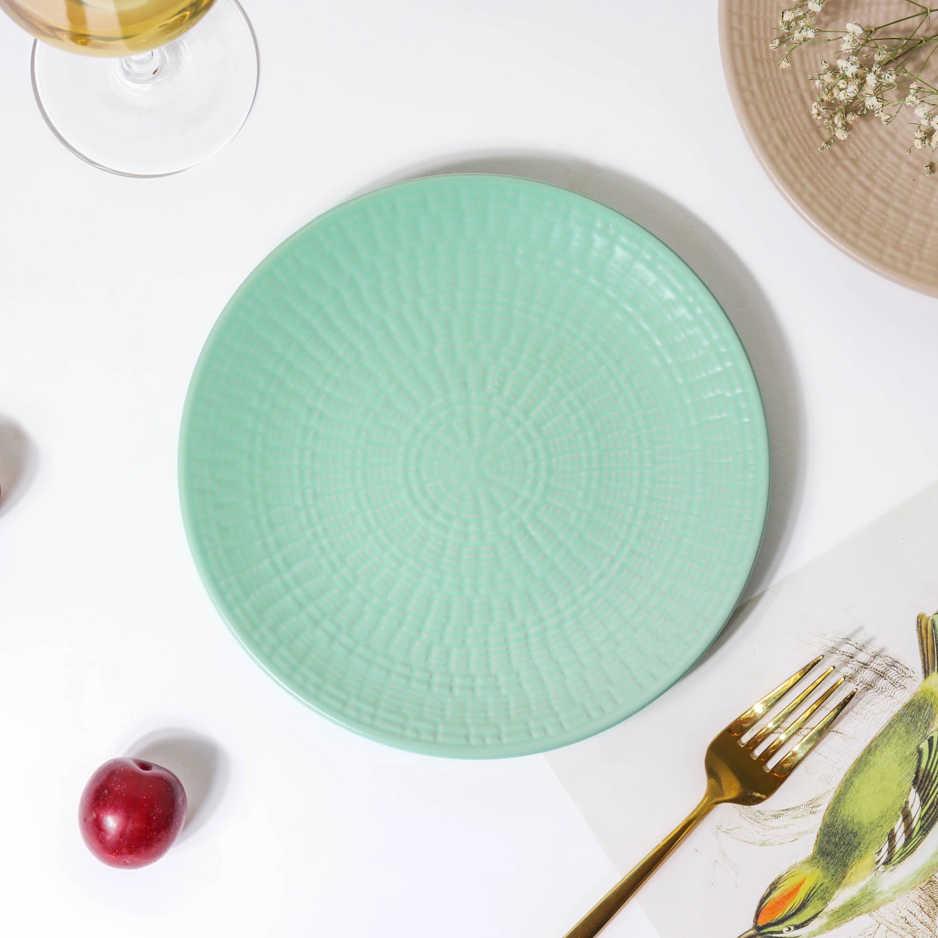 Aamirah Green Patterned Snack Plate 8 Inch - Image 4