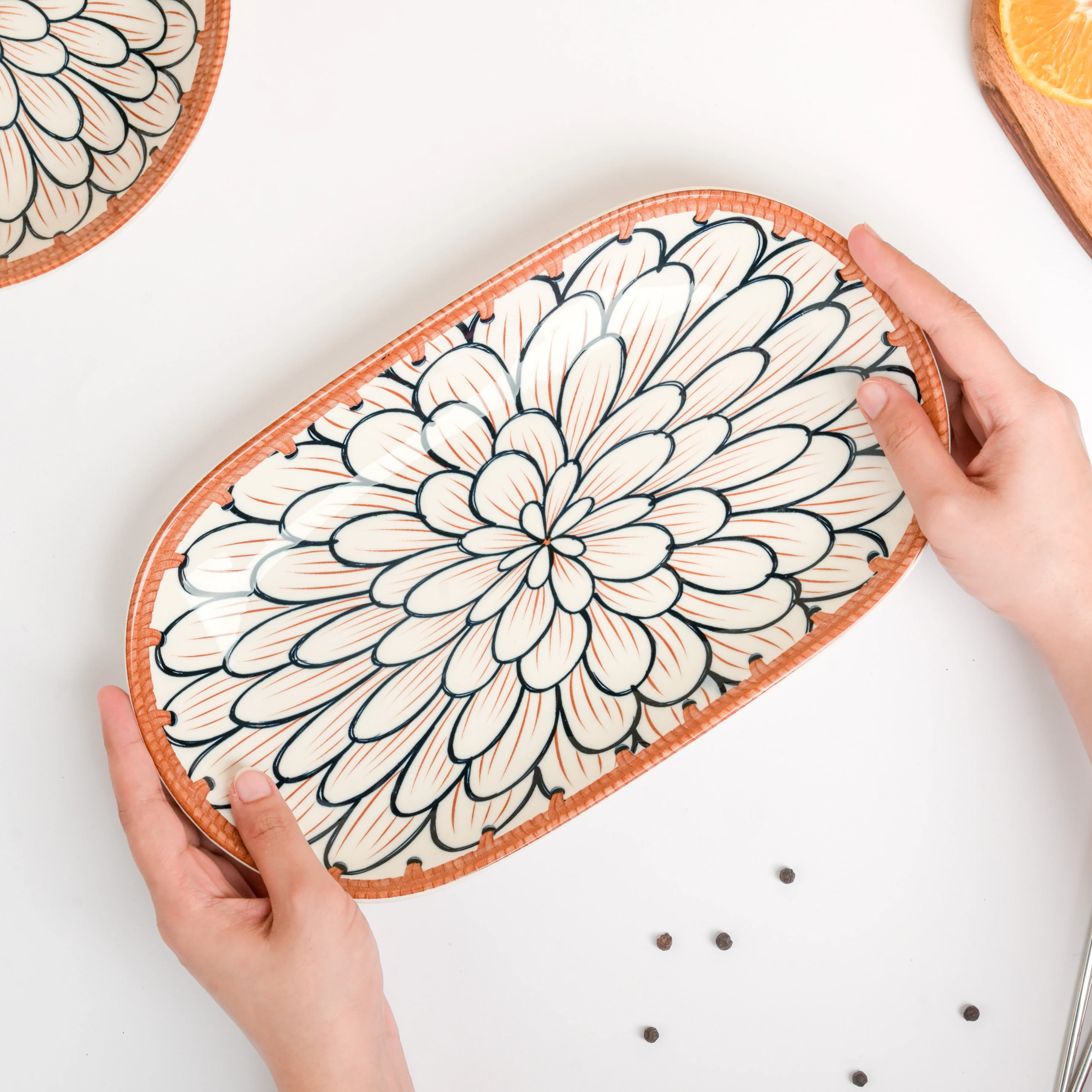Abloom Ceramic Long Plate 11.5 Inch - Image 2