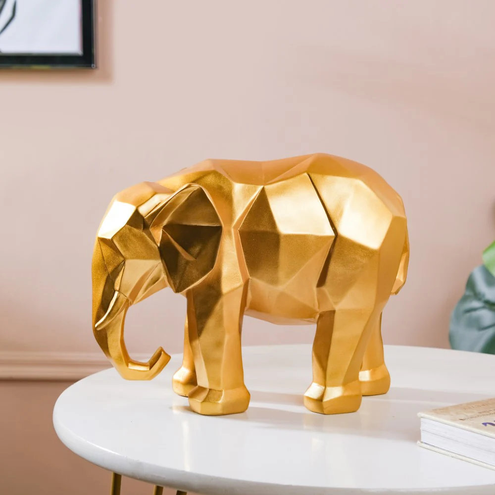 Abstract Elephant Figurine Gold - Image 3