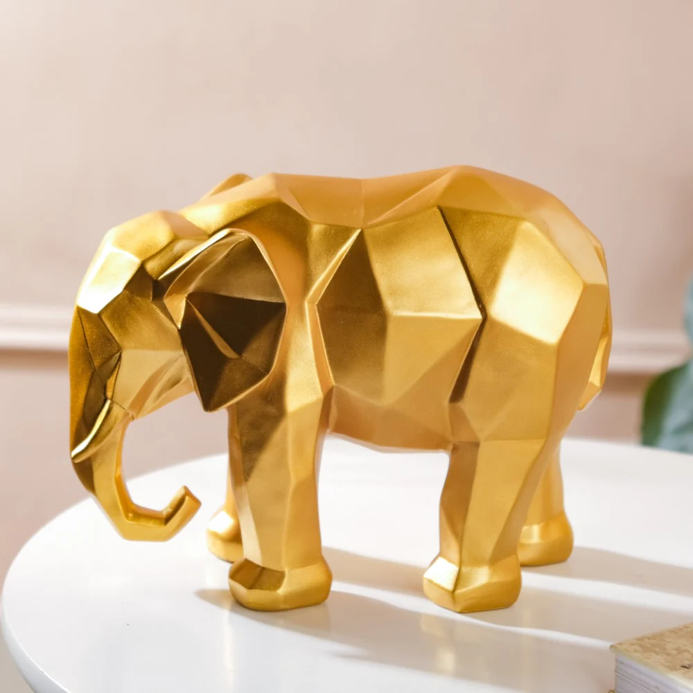 Abstract Elephant Figurine Gold - Image 4