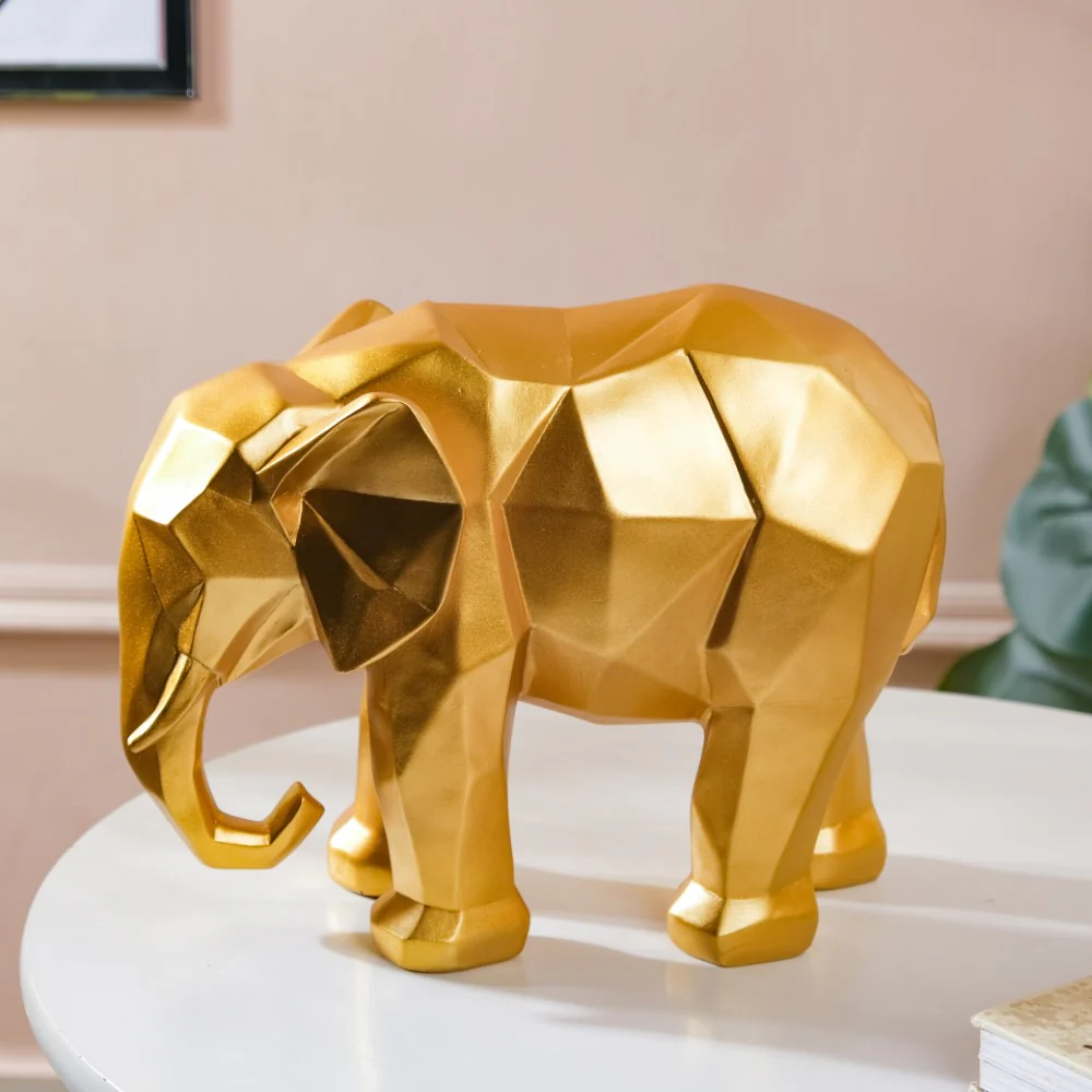 Abstract Elephant Figurine Gold - Image 6