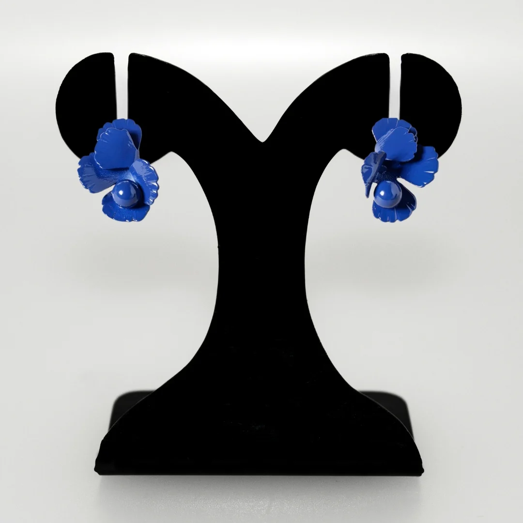 Abstract Flora Blue Studs - Image 6