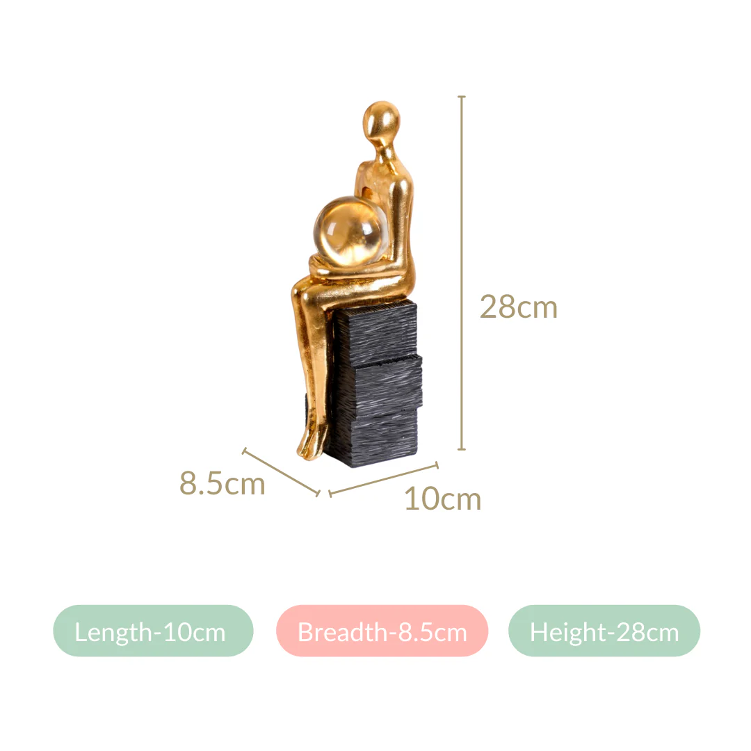 Abstract Gold Sitting Figurine With Crystal Ball - Image 5
