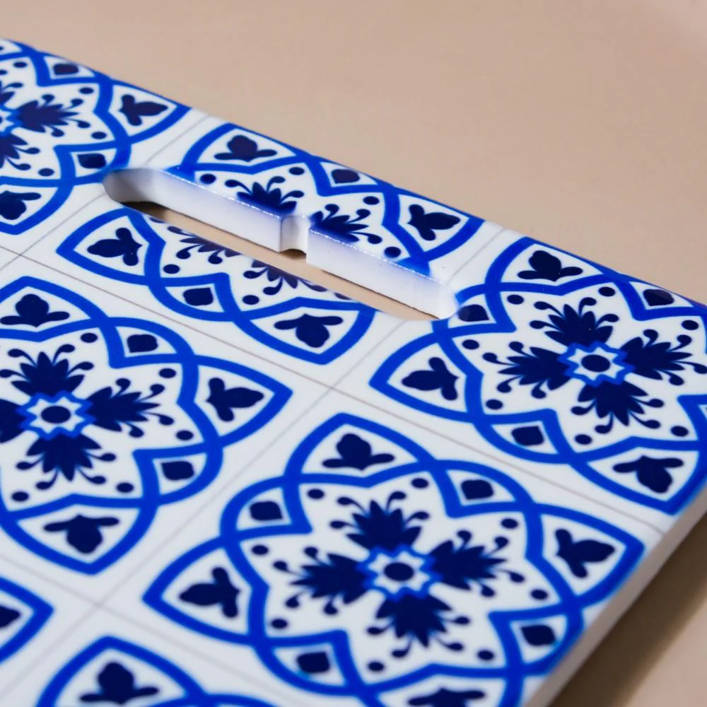 Abstract Moroccan Zellij Art Rectangle Tile Trivet Blue 7 Inch - Image 6