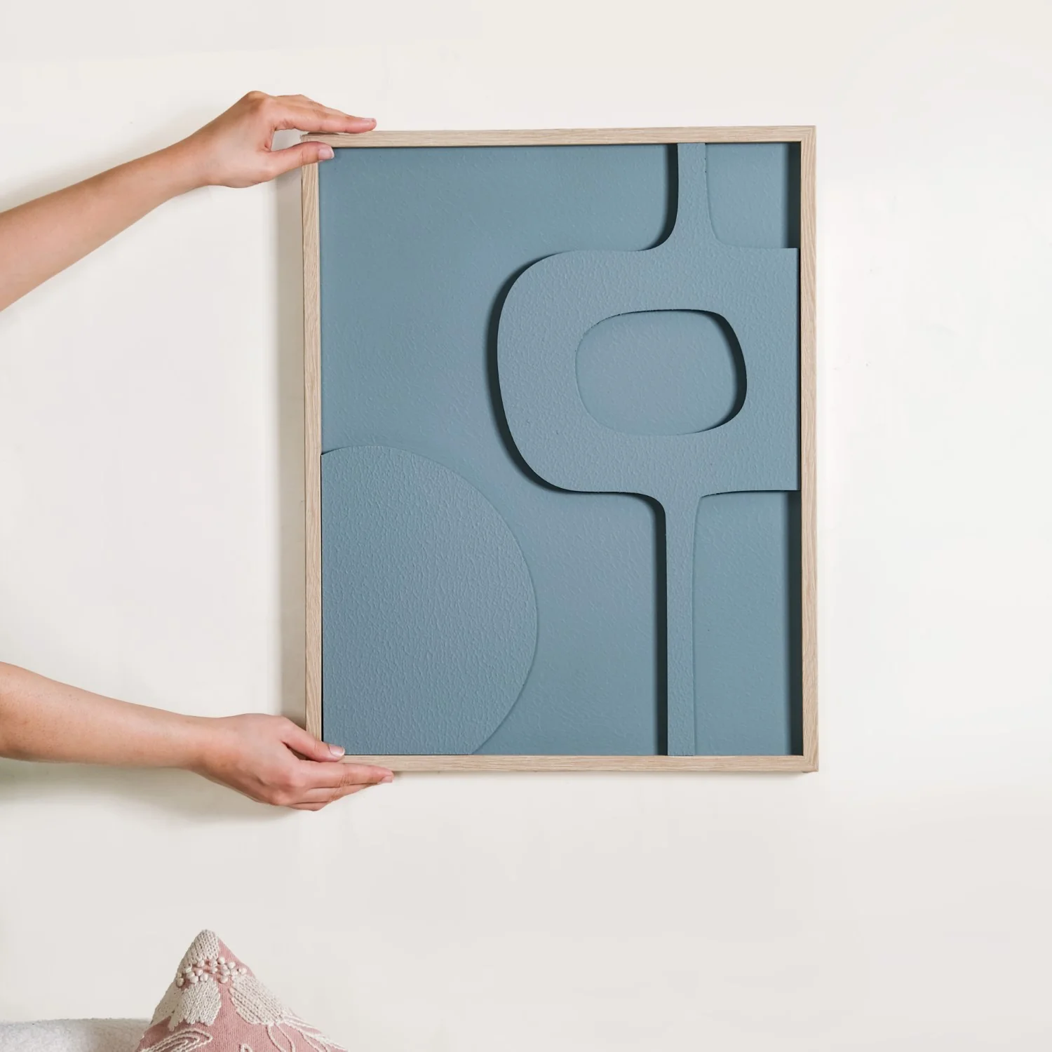 Abstract Teal 3D Relief Wall Artwork For Home 20x16 Inch - Image 2