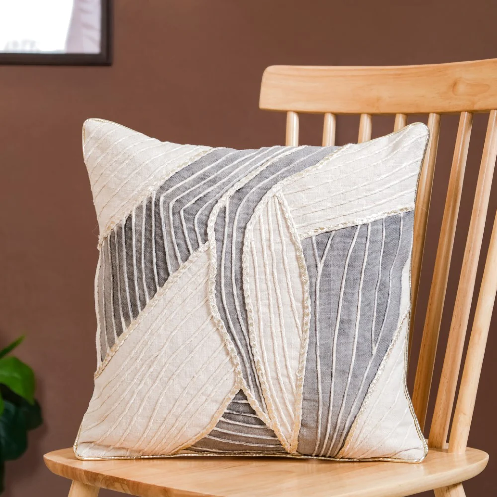 Abstract Textured Cushion Cover 15x15 Inch