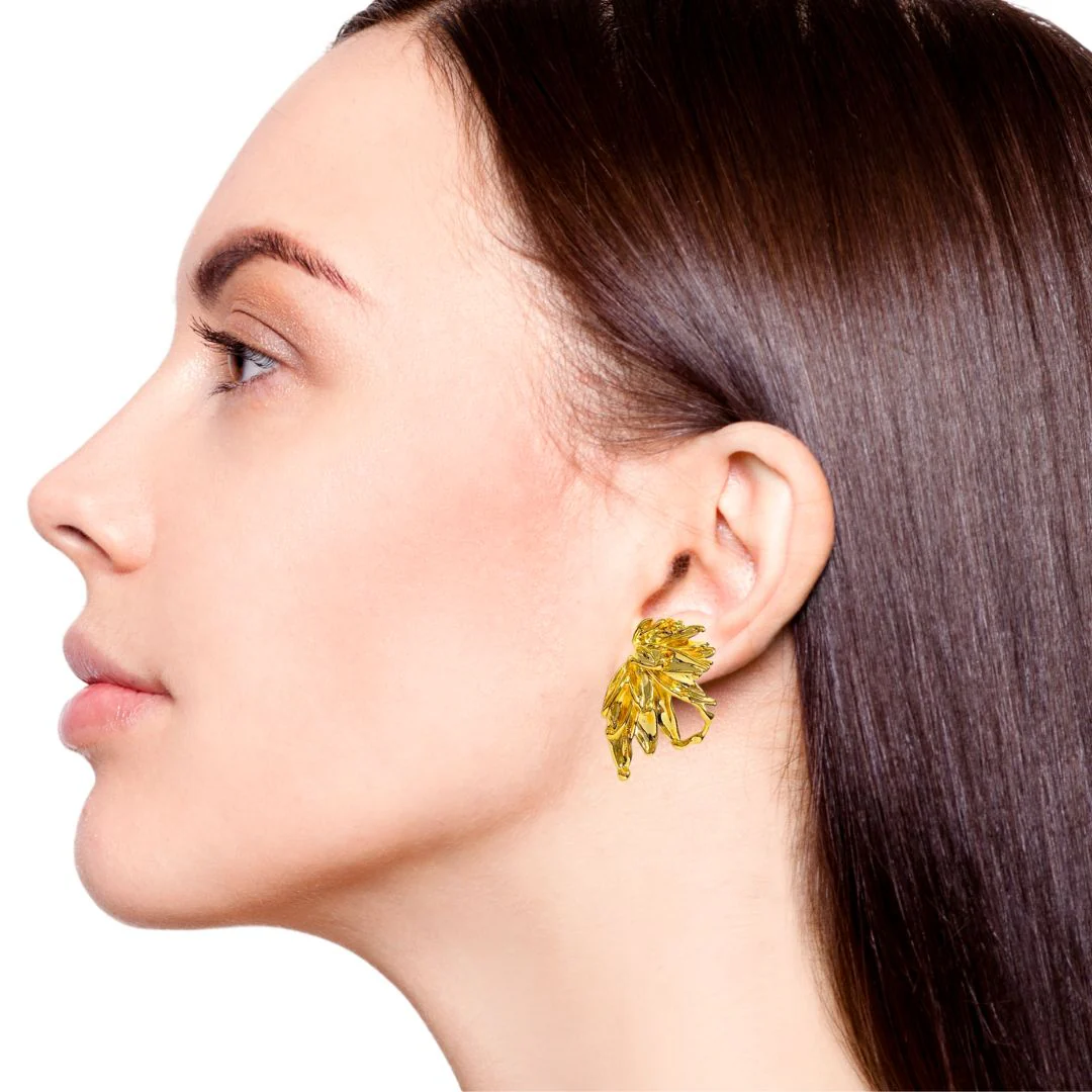 Abstract Wings Stud Earrings Gold - Image 5