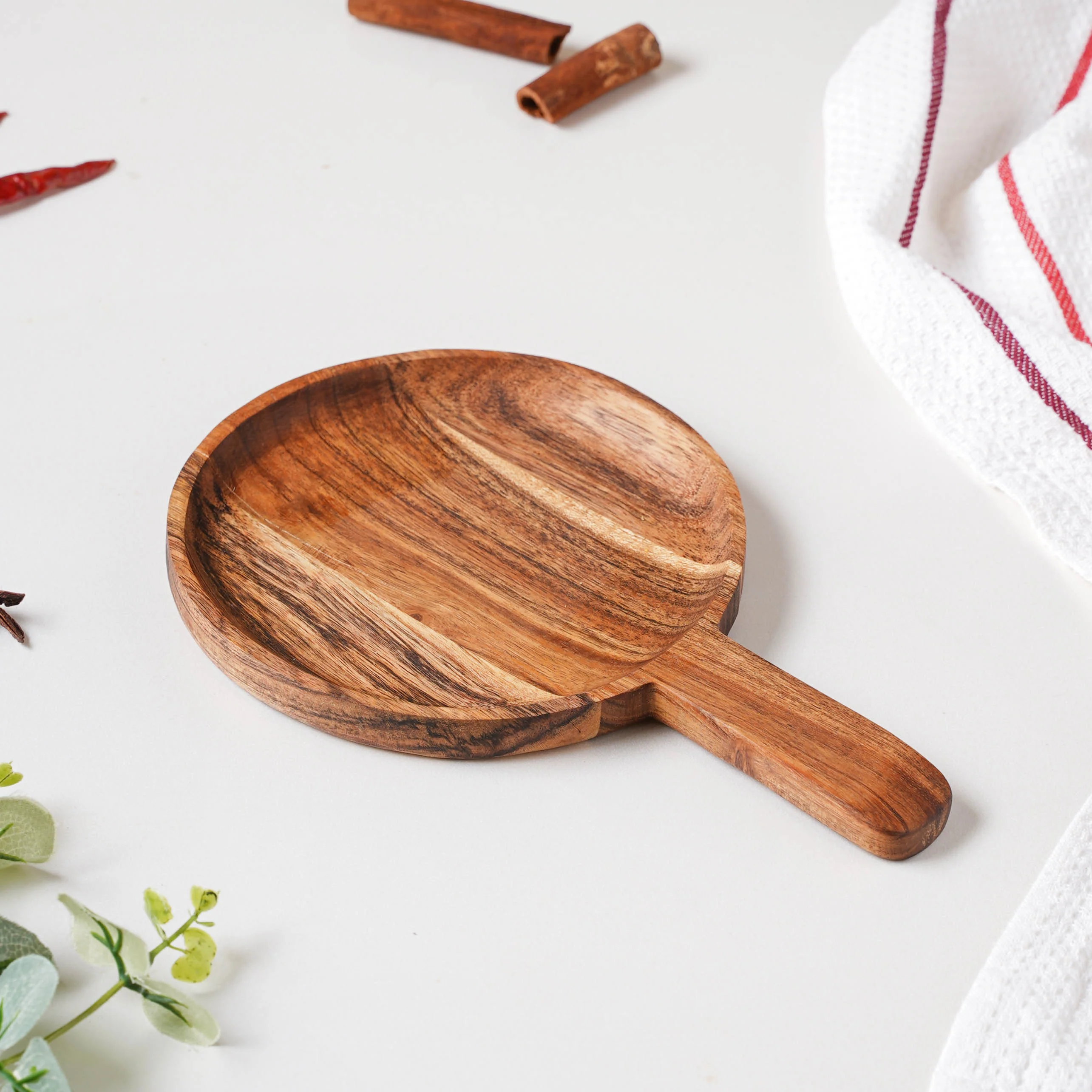 Acacia Farmhouse Platter With Handle 6 inch - Image 3