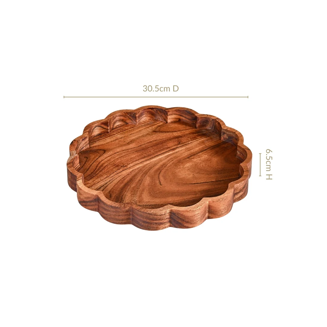 Acacia Scalloped Lazy Susan Serving Platter 30cm - Image 3