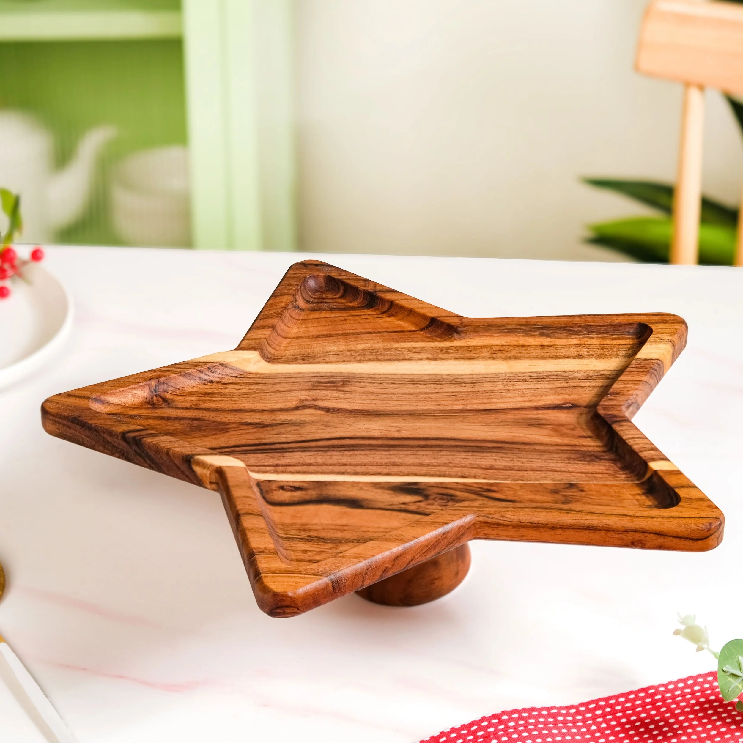 Acacia Star Dessert Cake Stand 34x33cm - Image 8