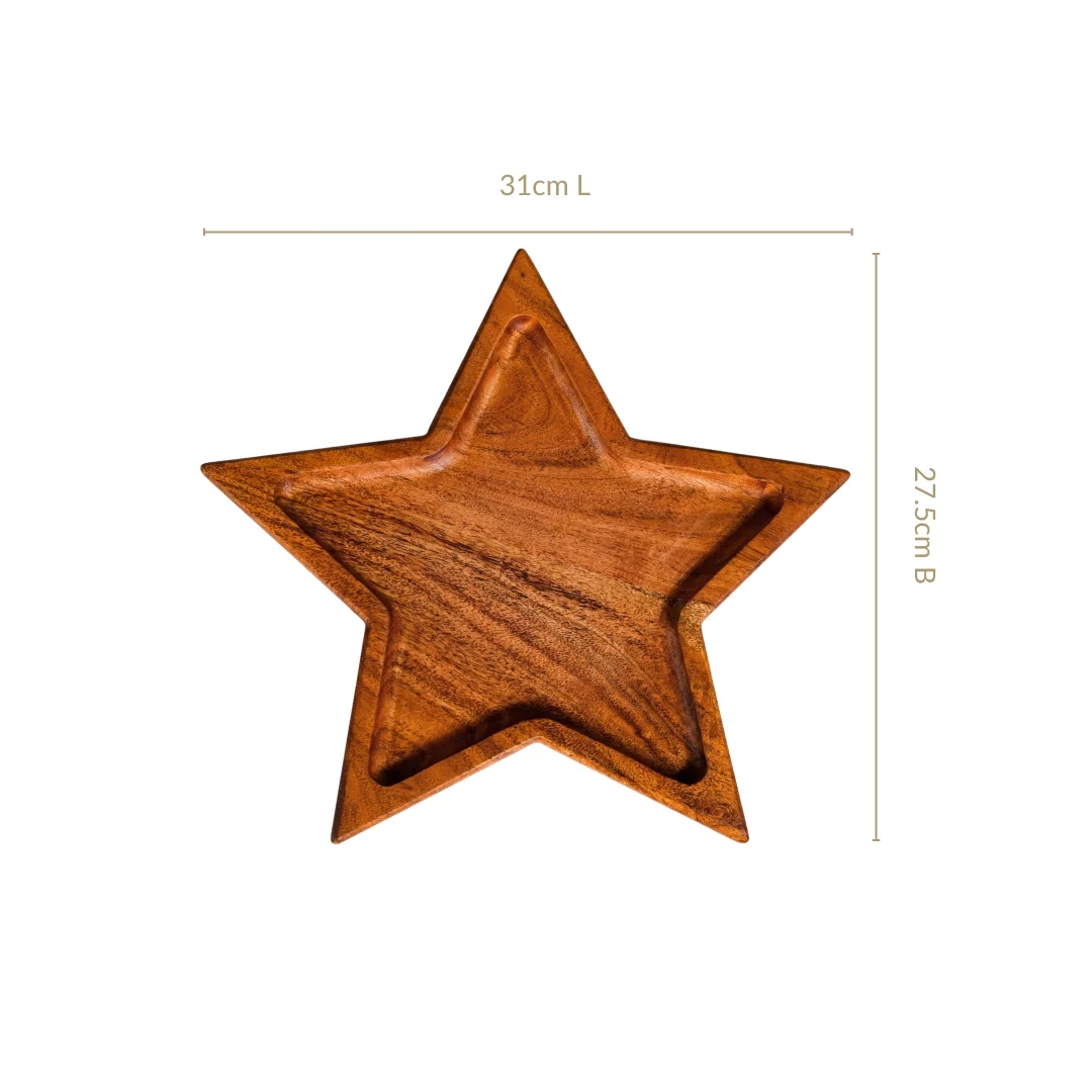 Acacia Wood Star Serving Platter 31x27cm - Image 4