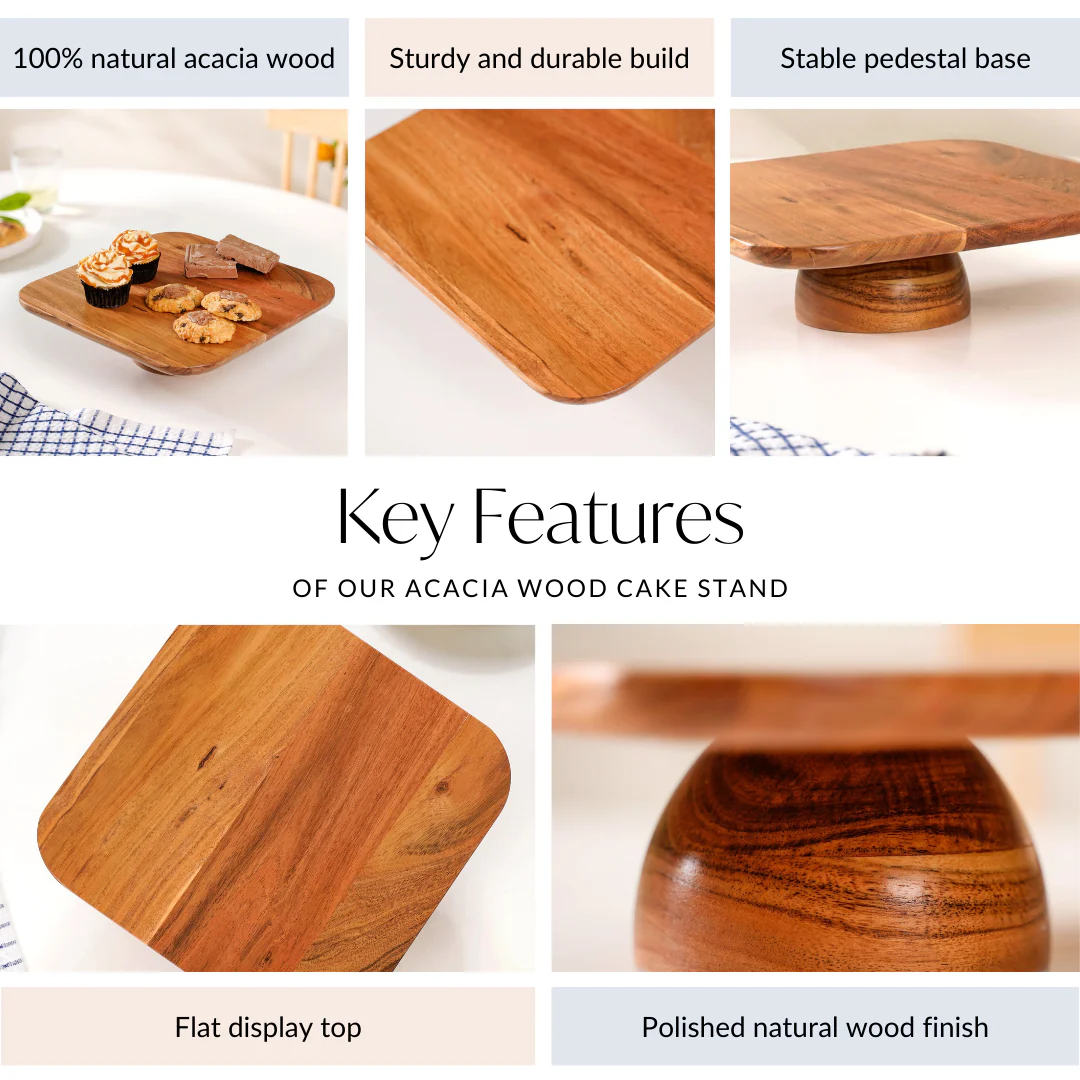 Acacia Wood Cake Stand - Image 6