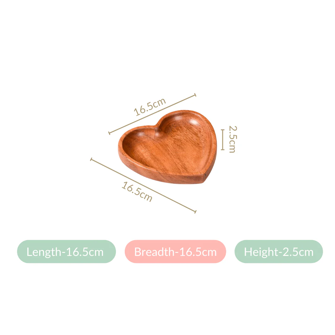 Acacia Wood Heart Dessert Plate 6 Inch - Image 4