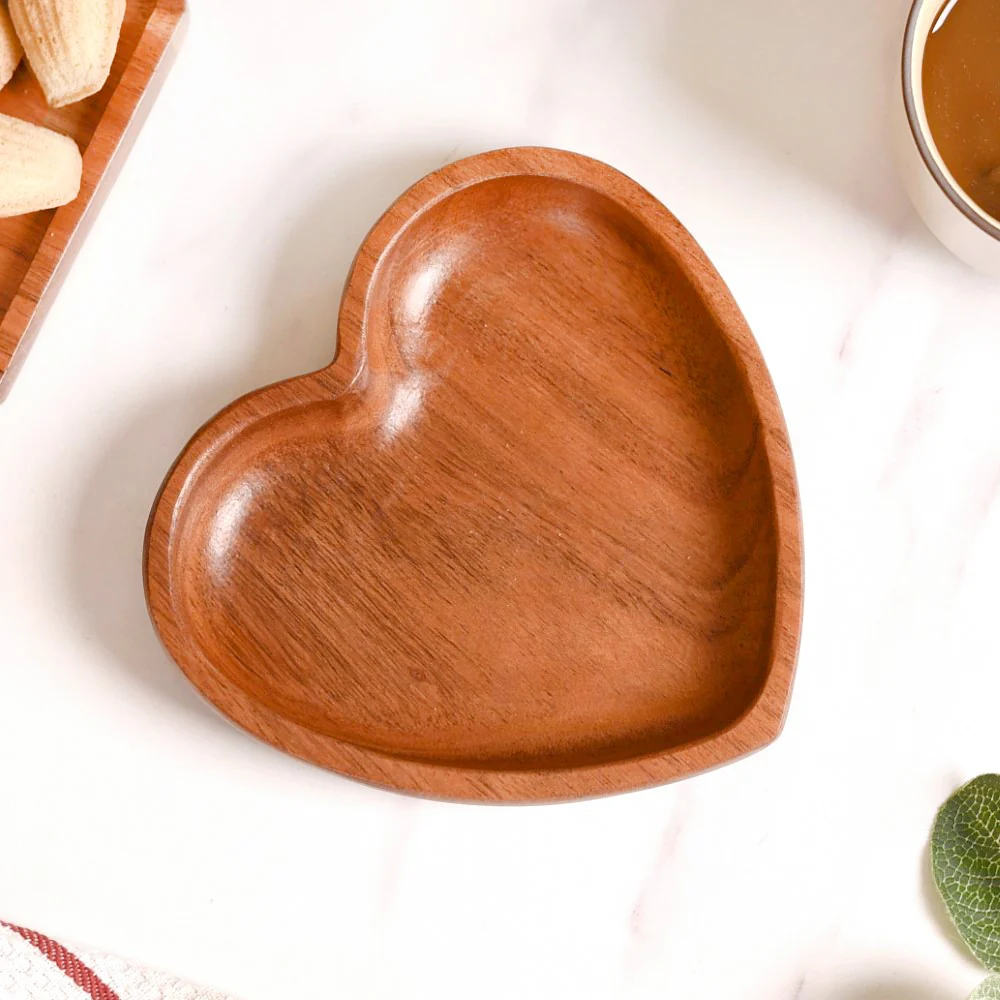 Acacia Wood Heart Dessert Plate 6 Inch - Image 7