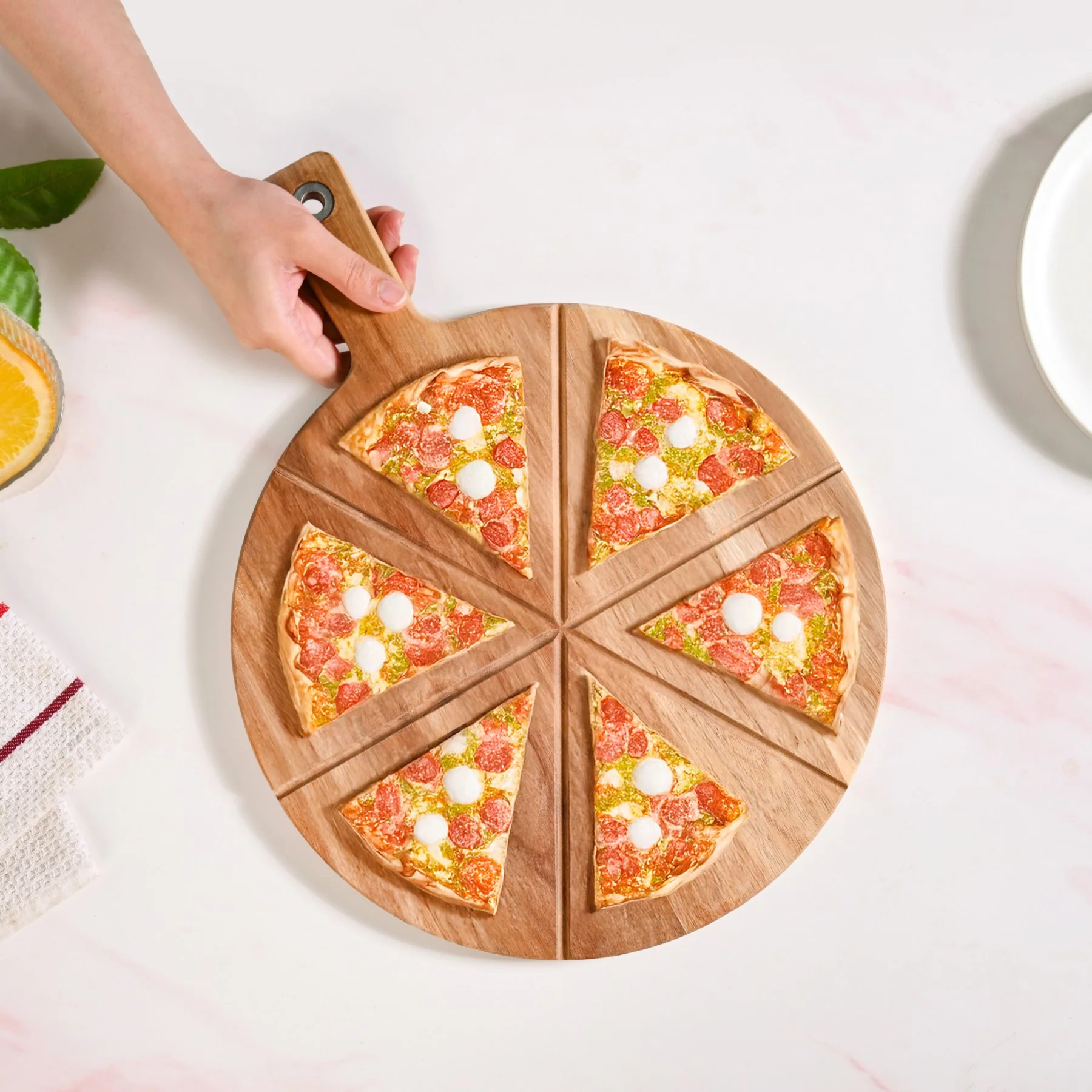 Acacia Wood Pizza Cutting And Serving Board 12 Inch - Image 3