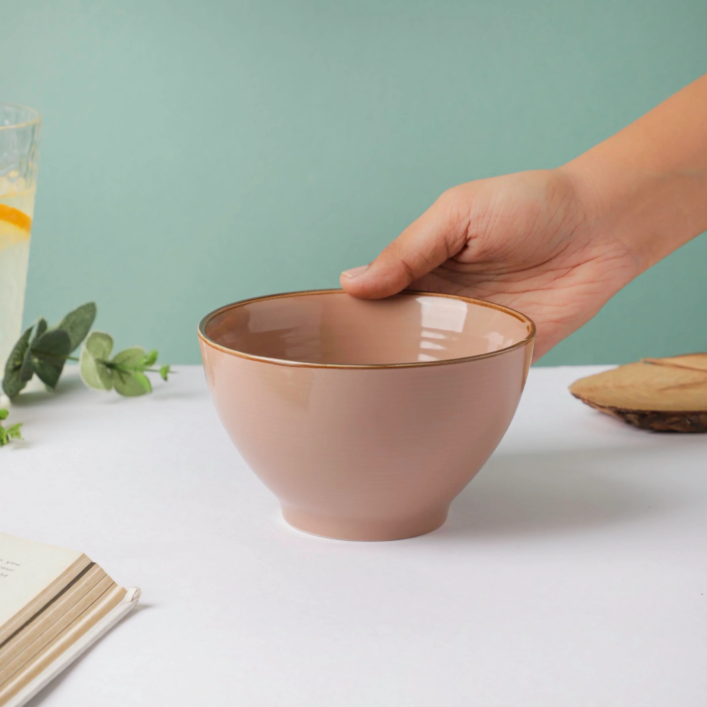Adora Rimmed Glossy Soup Bowl Pink 550ml - Image 3