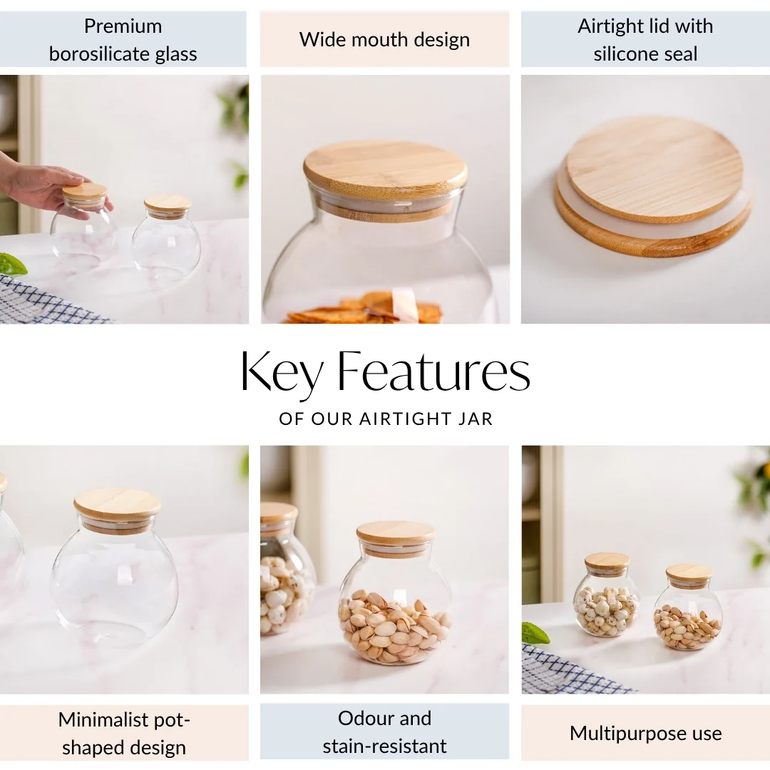 Round Airtight Glass Container Set Of 2 350ml - Image 5