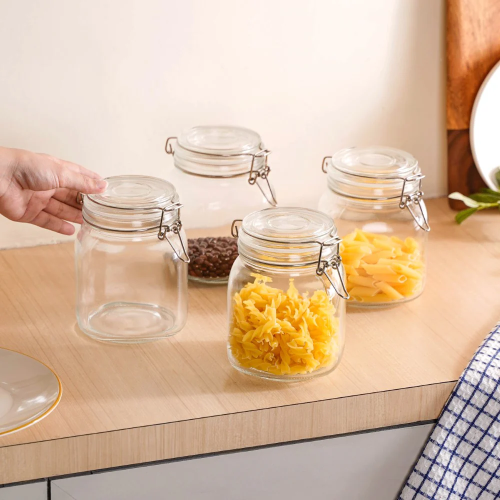 Airtight Glass Jars With Clip Lids Set Of 4 1000ml - Image 4