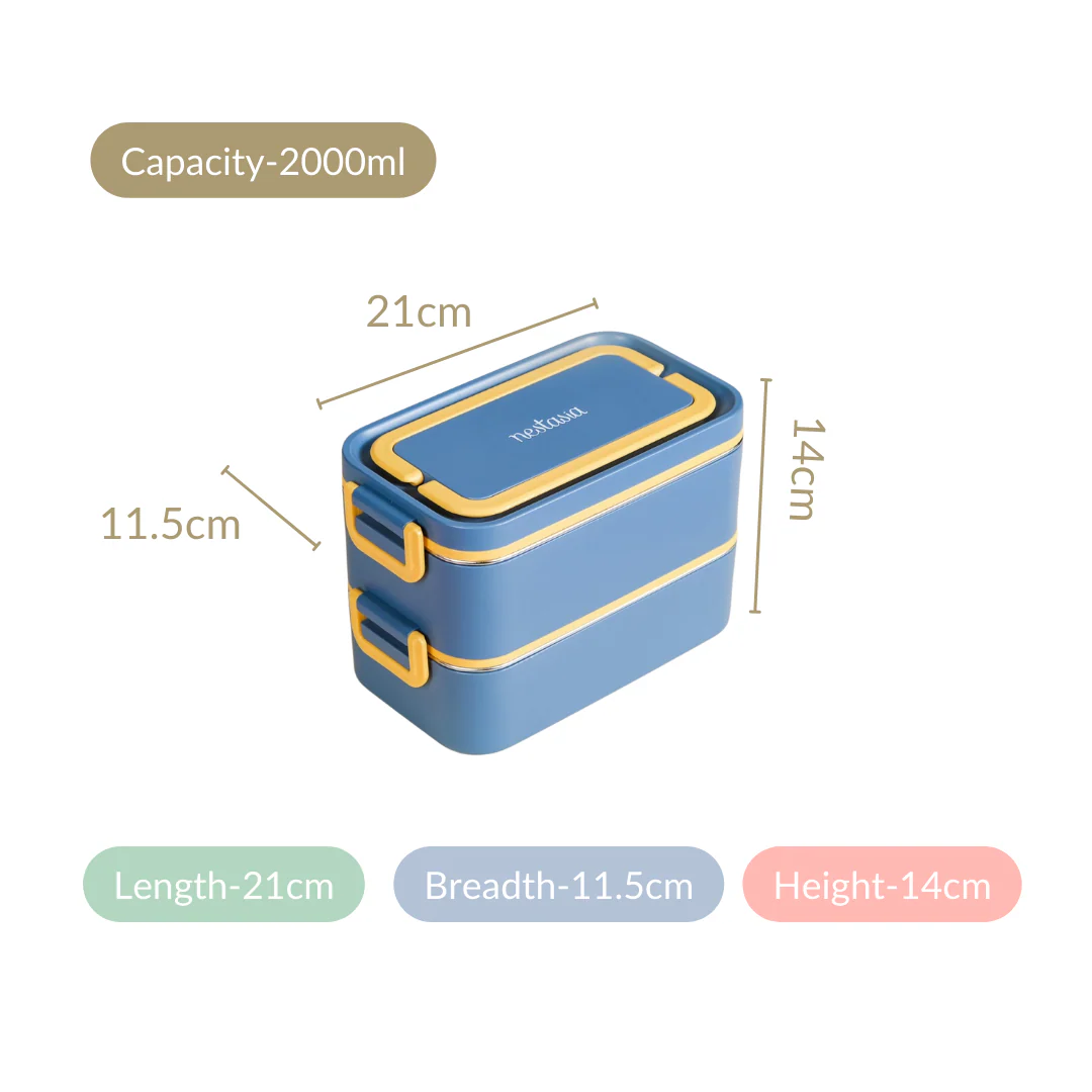 Airtight Multi Compartment Bento Lunch Box Teal 2000ml - Image 8