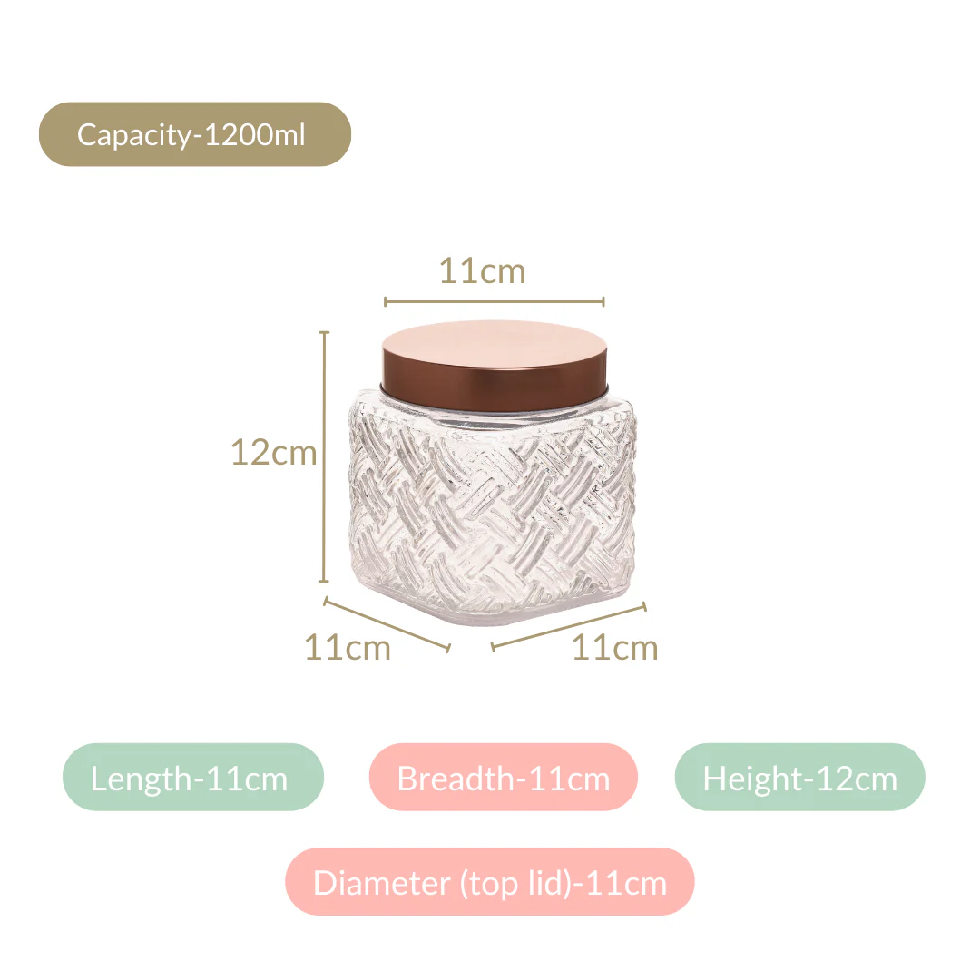 Airtight Storage Jars Set Of 4 Basket Weave 1200ml - Image 5