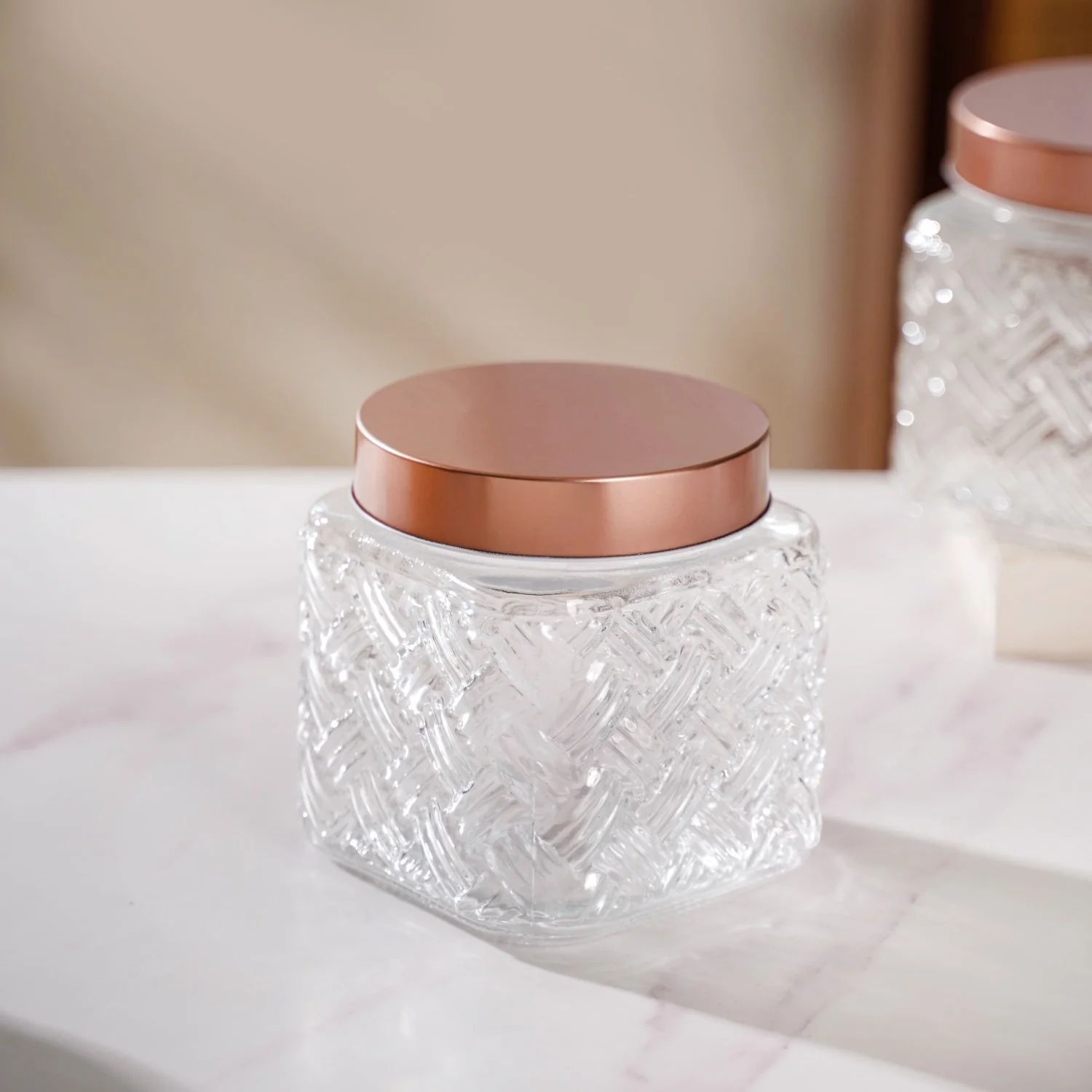 Airtight Storage Jars Set Of 4 Basket Weave 1200ml - Image 7