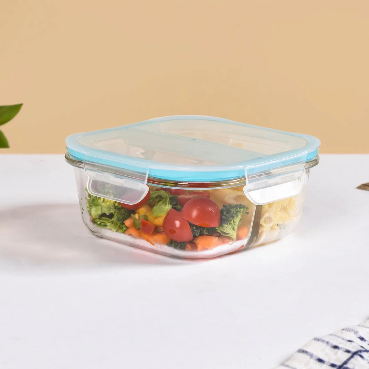 Airtight Two Section Sealed Glass Lunch Box 750ml - Image 10