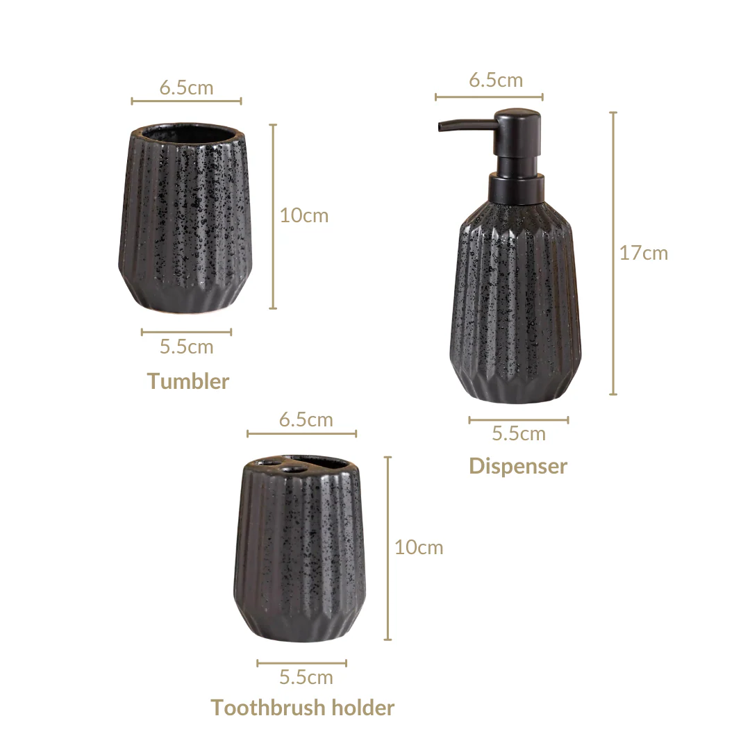 All Black Ceramic Bathroom Set Of 3 - Image 8