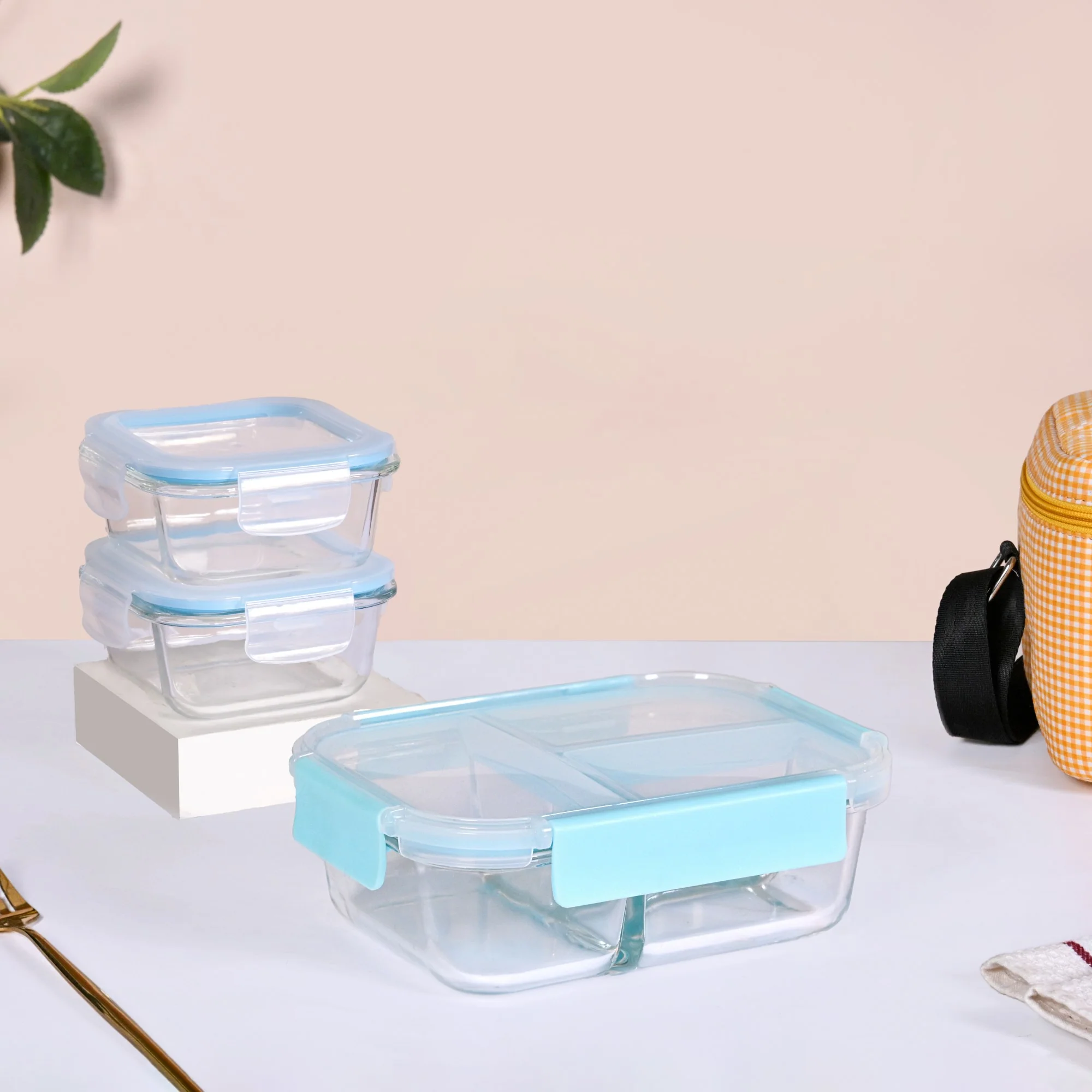 All Fresh Glass Tiffin And Insulated Bag Set Of 4 - Image 9