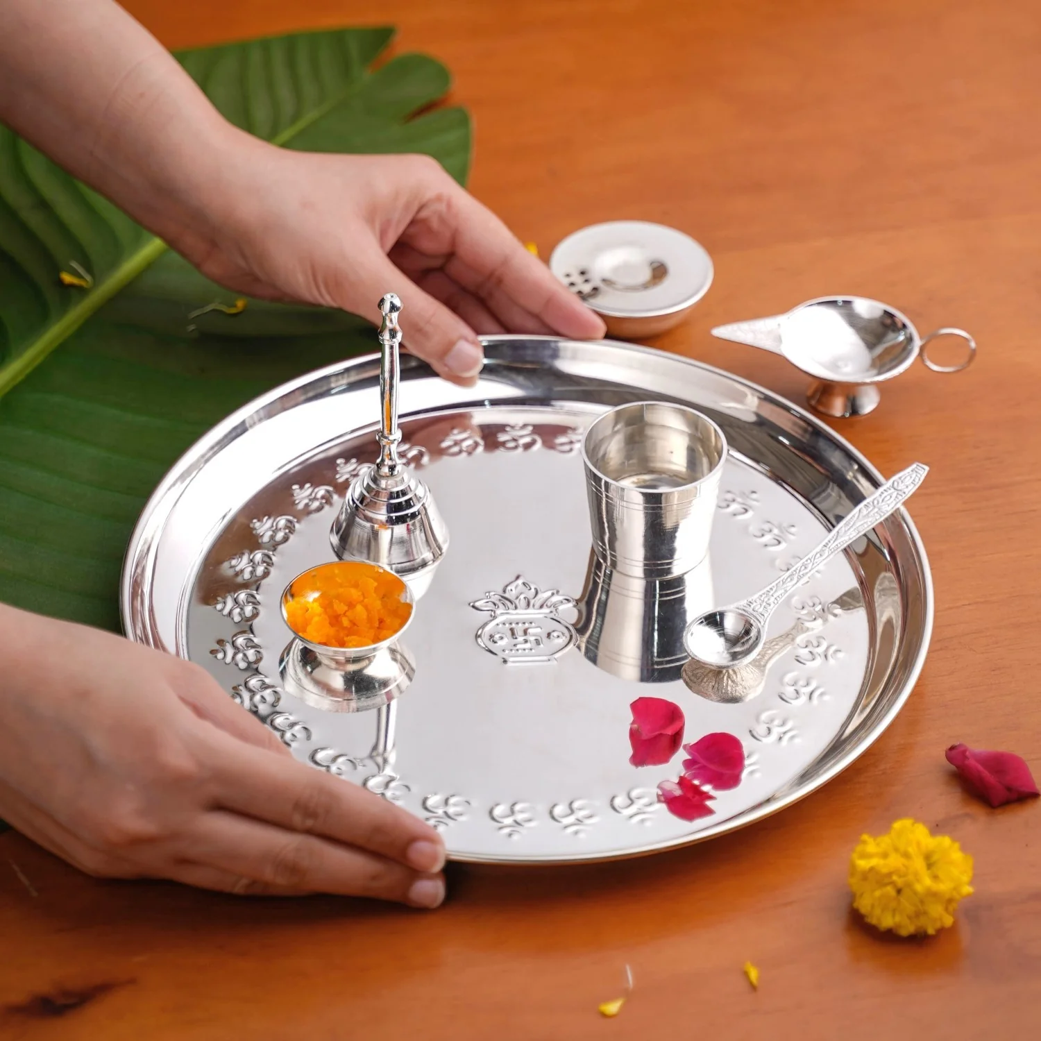 All In One Daily Aarti Pooja Thali Set Of 7 - Image 2