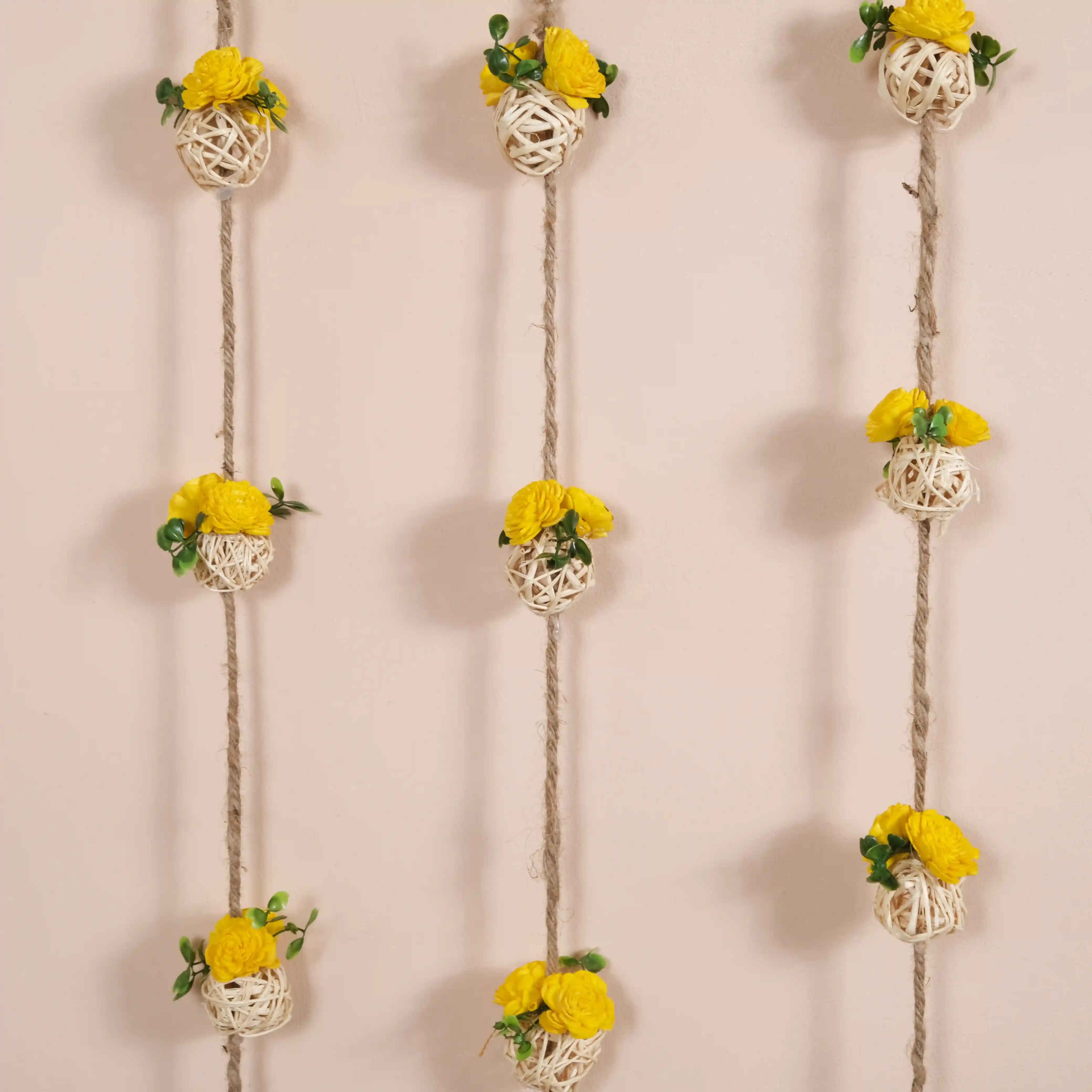 All Natural Decorative Flower Wall Hanging Set Of 6 - Image 3