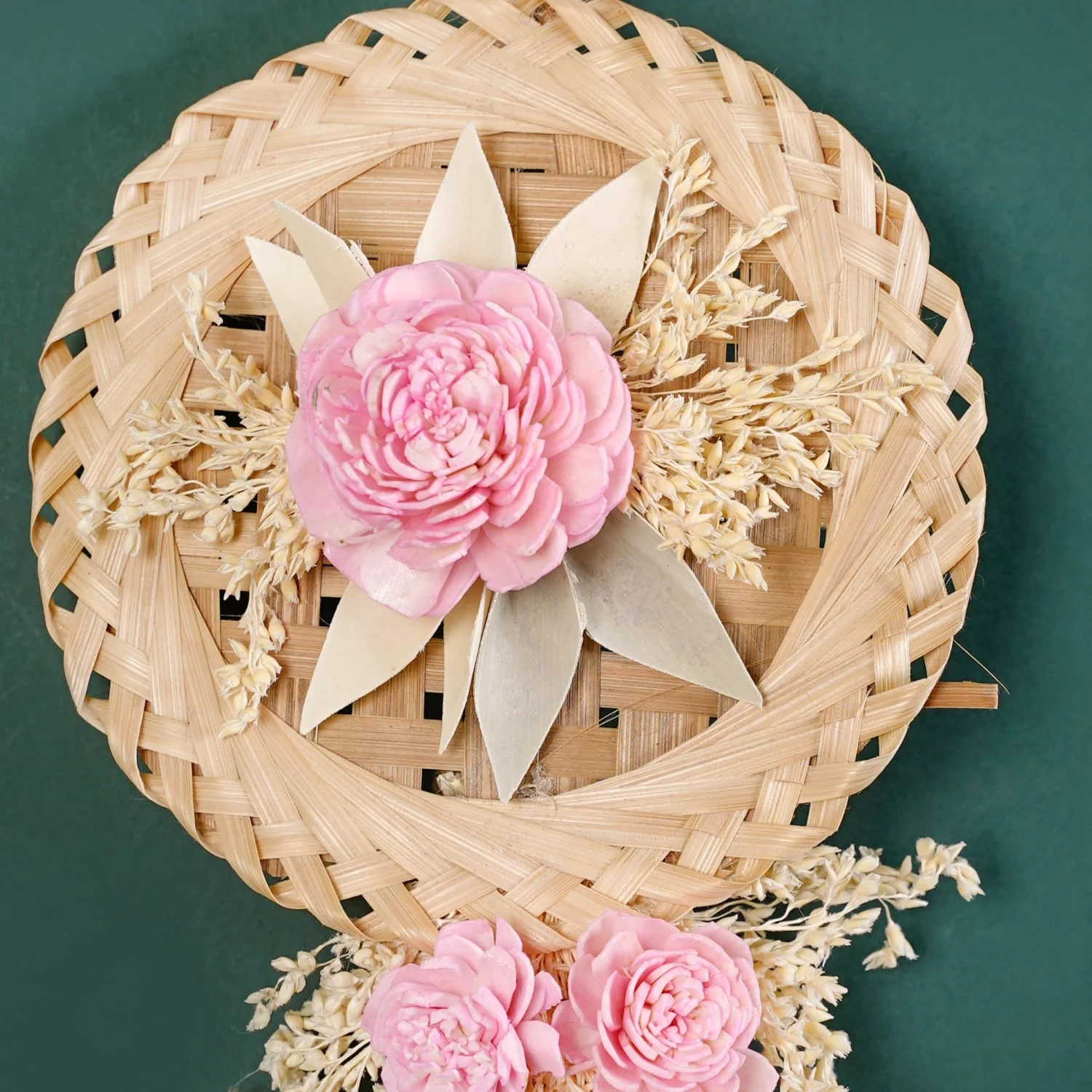 All Natural Pink Sola Rose Wall Decor Set Of 4 - Image 3