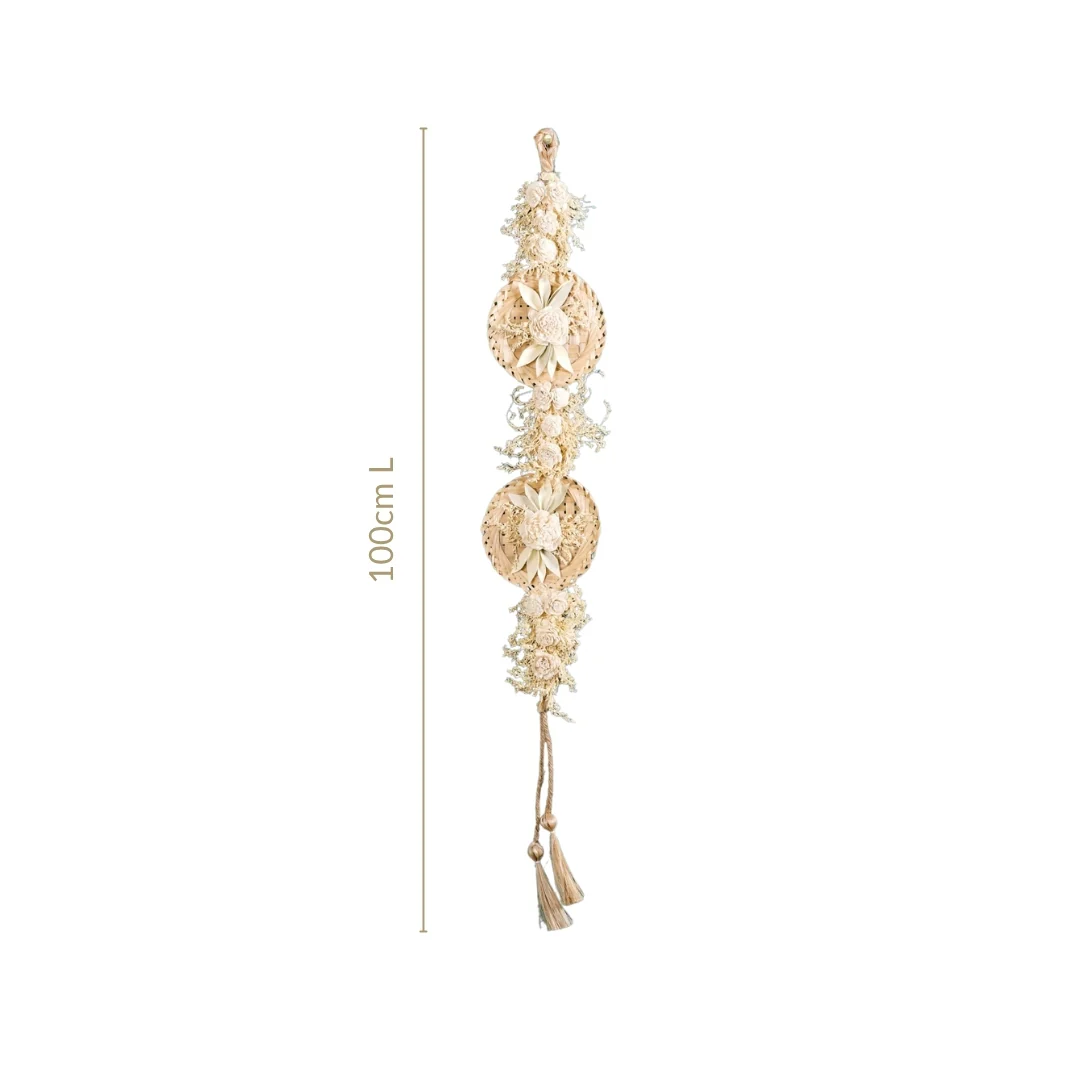 All Natural Wall Hanging With Sola Flowers And Dried Grass Set Of 2 - Image 3