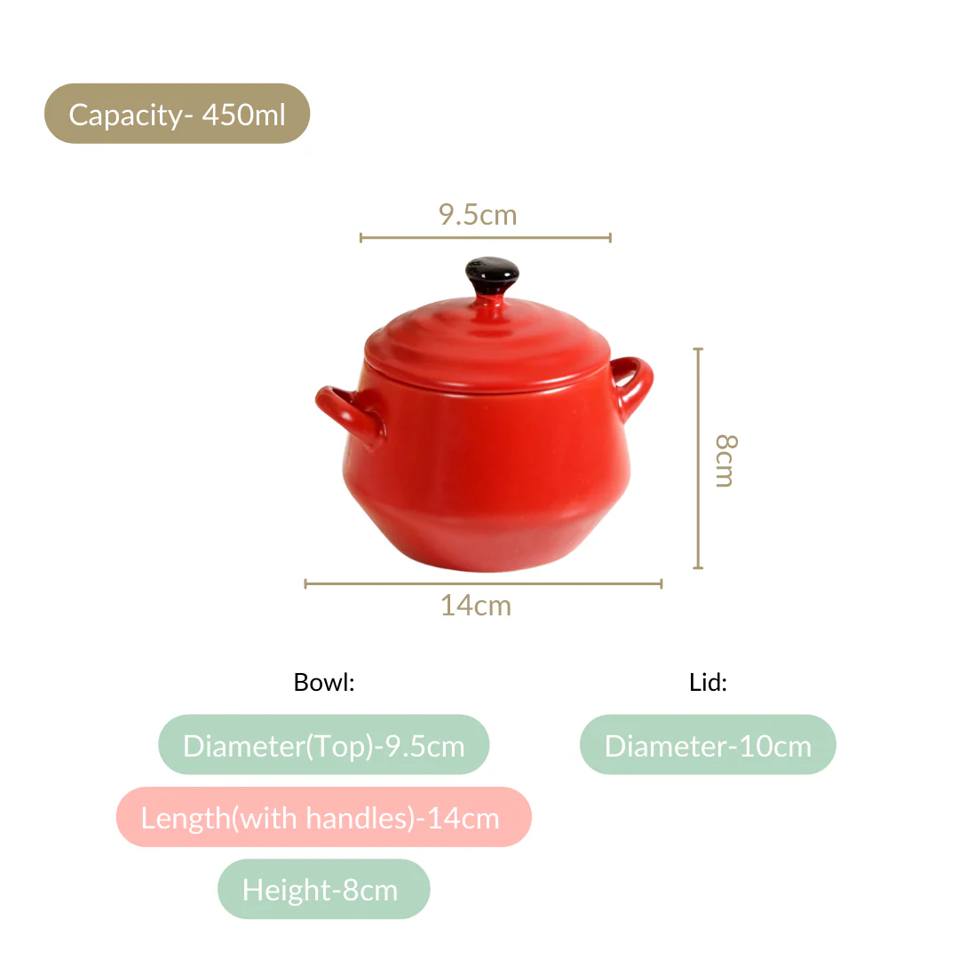 Amara Ceramic Ramen Soup Bowl Set Of 2 Red 450ml - Image 4