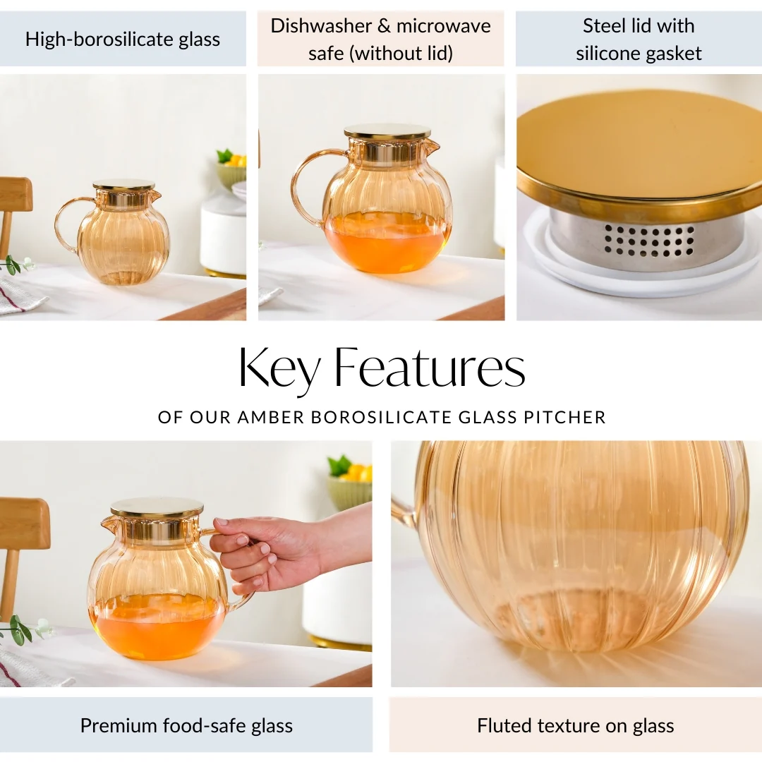 Amber Borosilicate Glass Pitcher 1300ml - Image 5