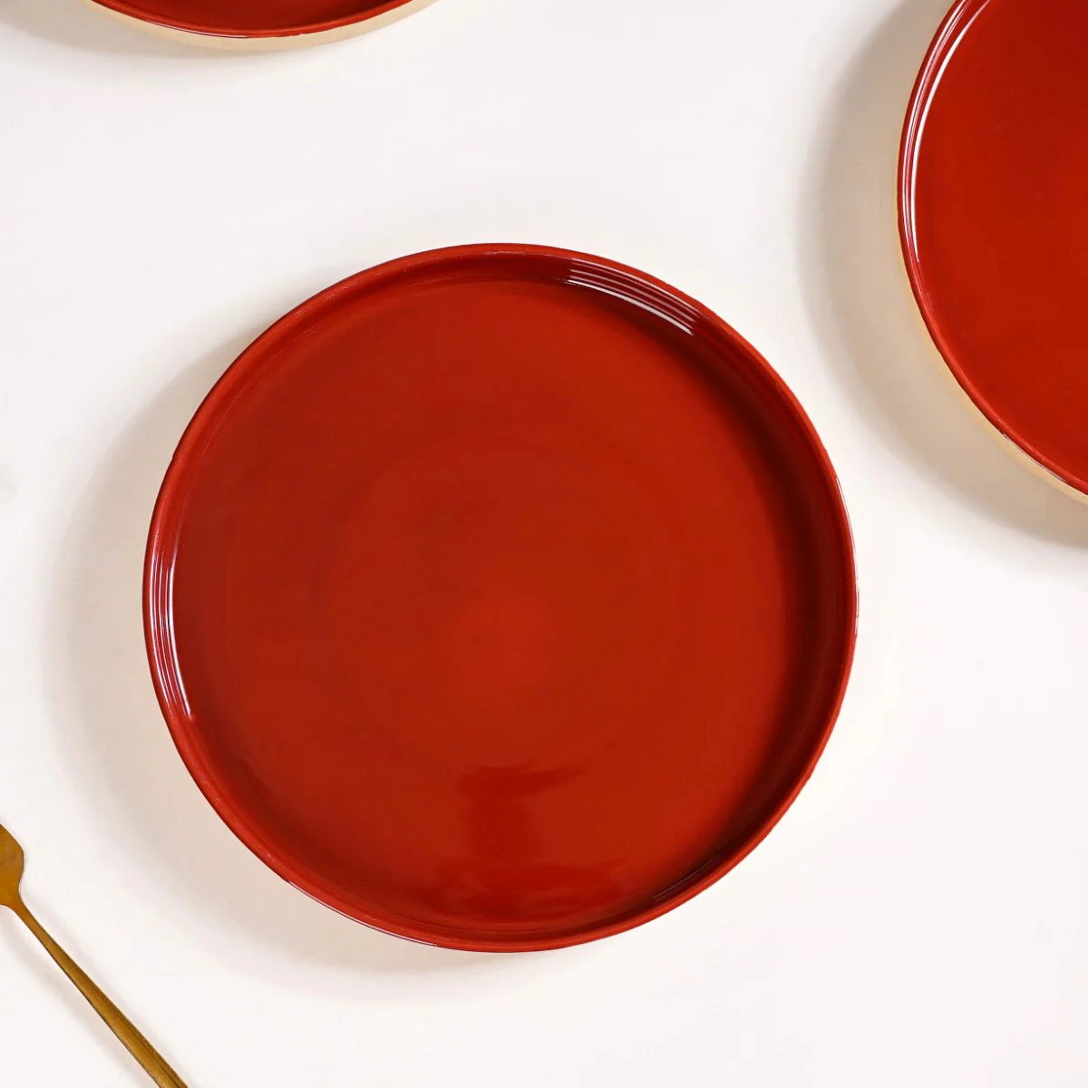Amber Ceramic Clay Dinner Plates Set Of 4 9 Inch - Image 8