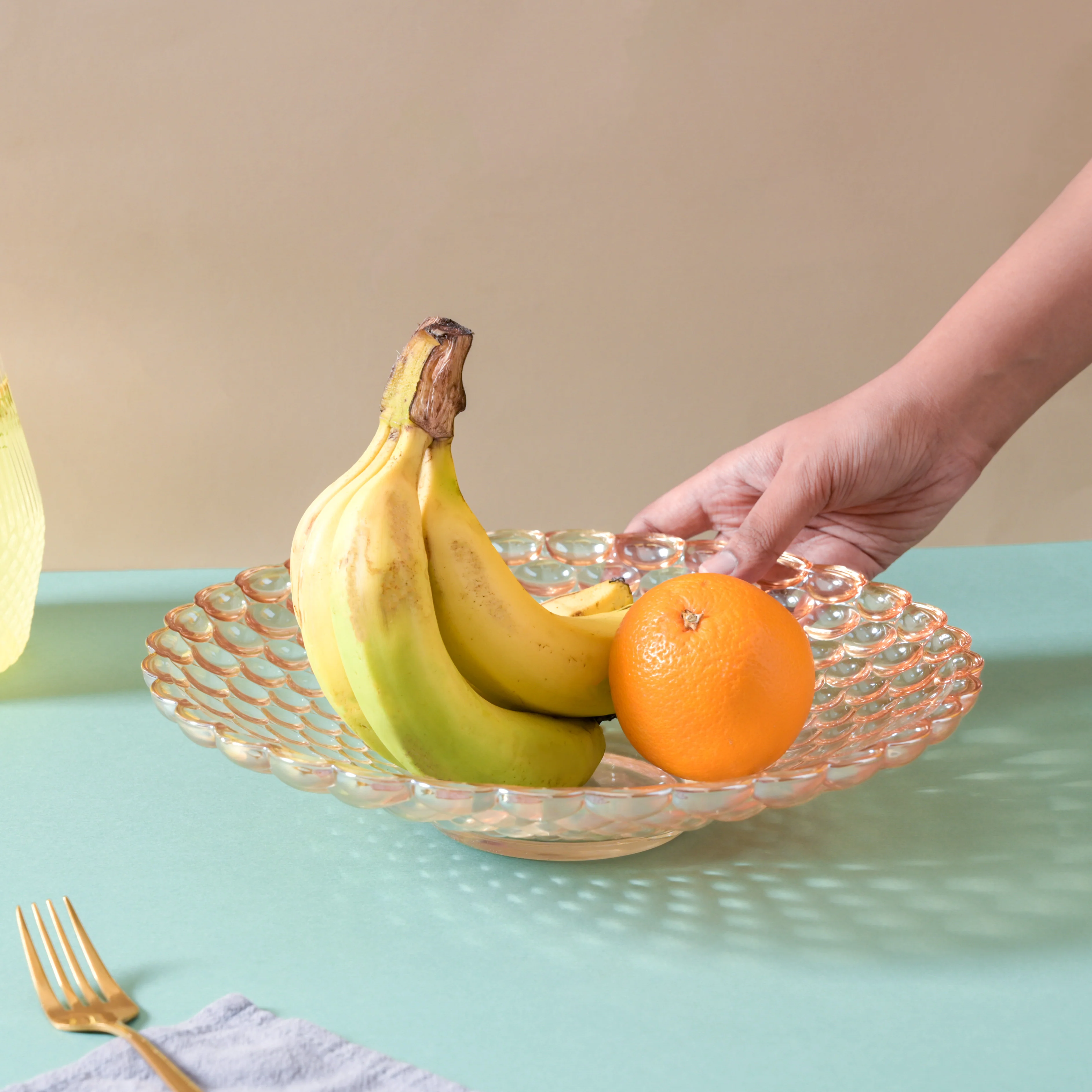 Amber Glass Decorative Fruit Bowl - Image 3