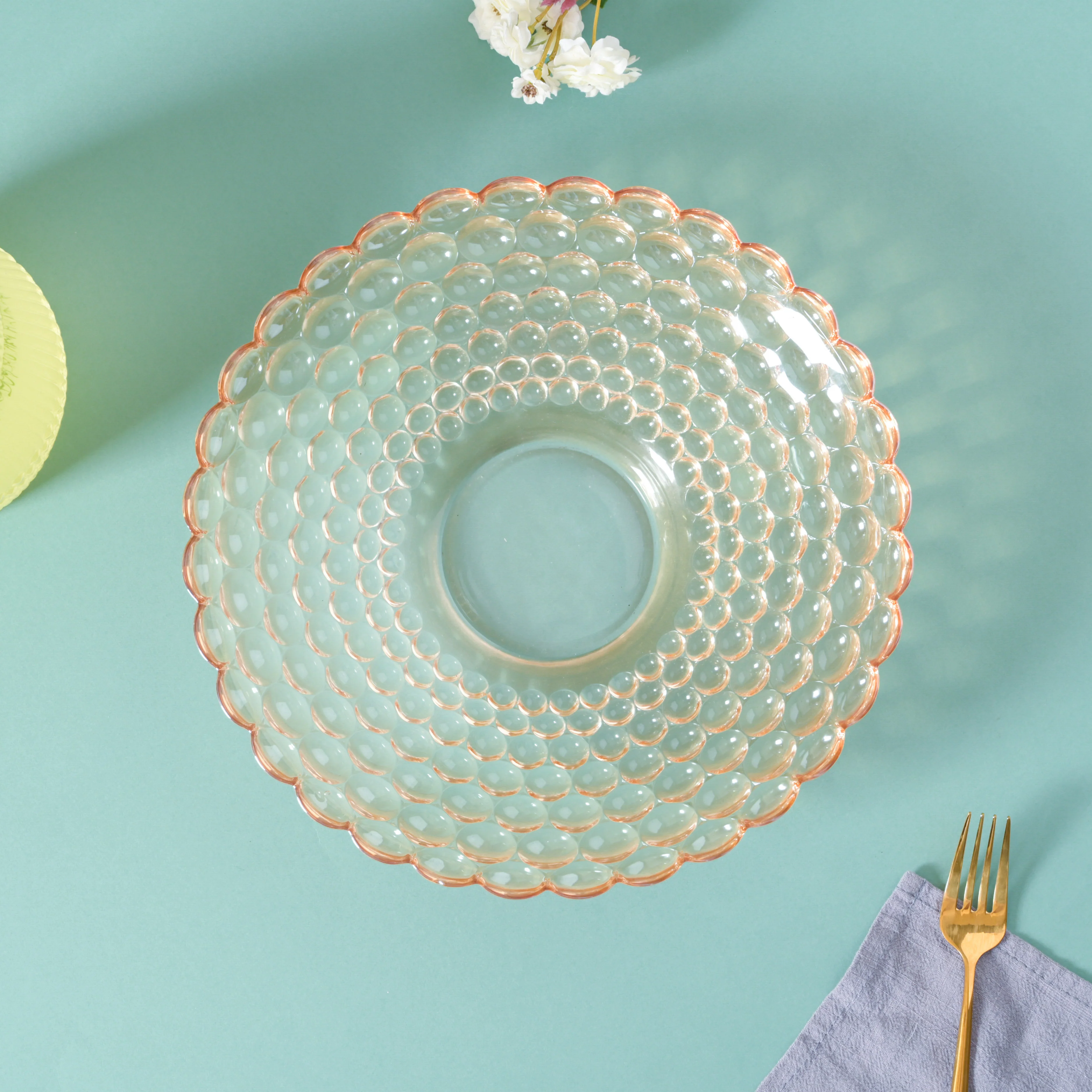 Amber Glass Decorative Fruit Bowl - Image 4