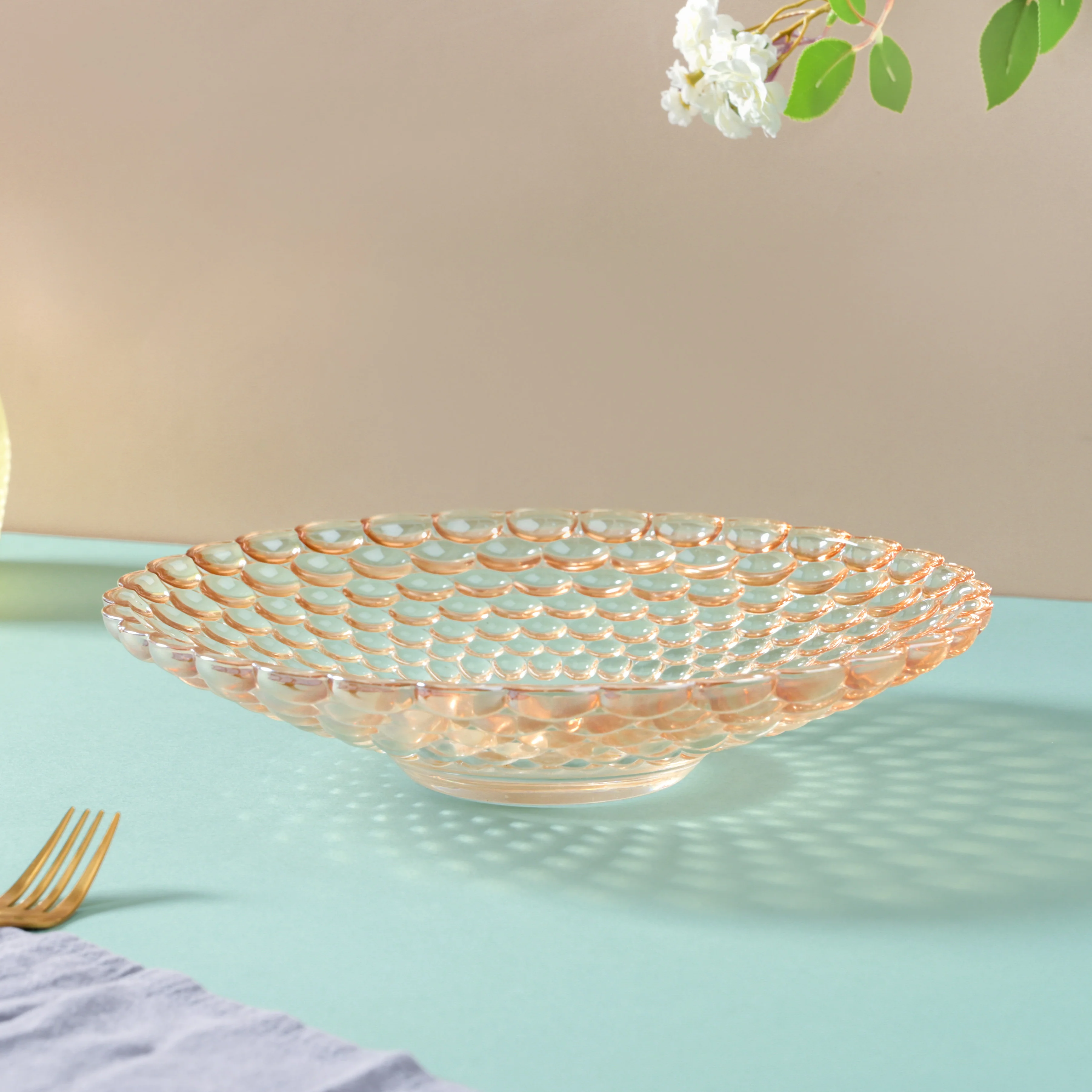 Amber Glass Decorative Fruit Bowl - Image 5