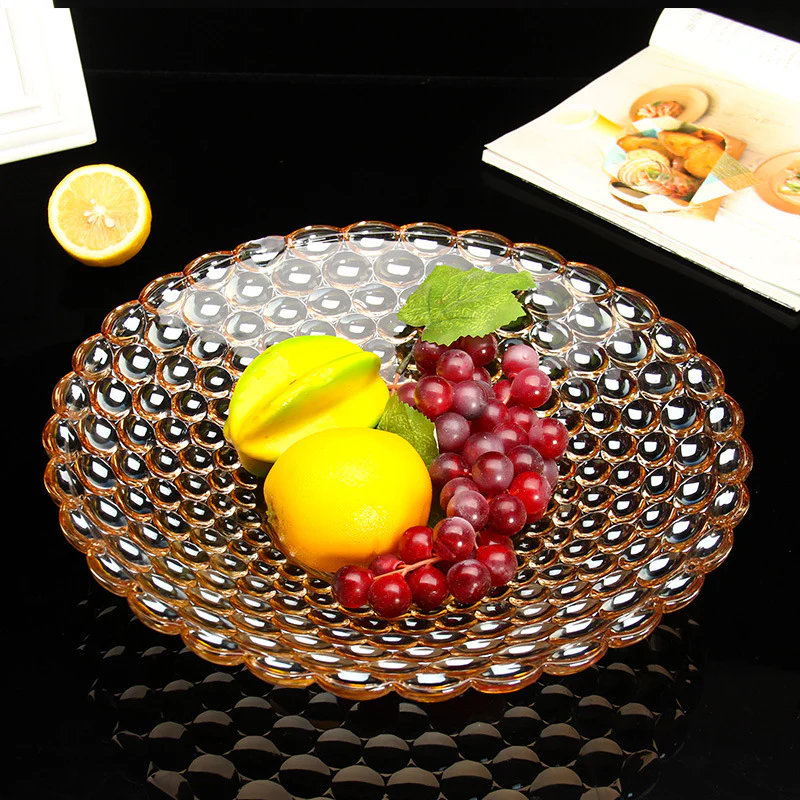 Amber Glass Decorative Fruit Bowl - Image 7
