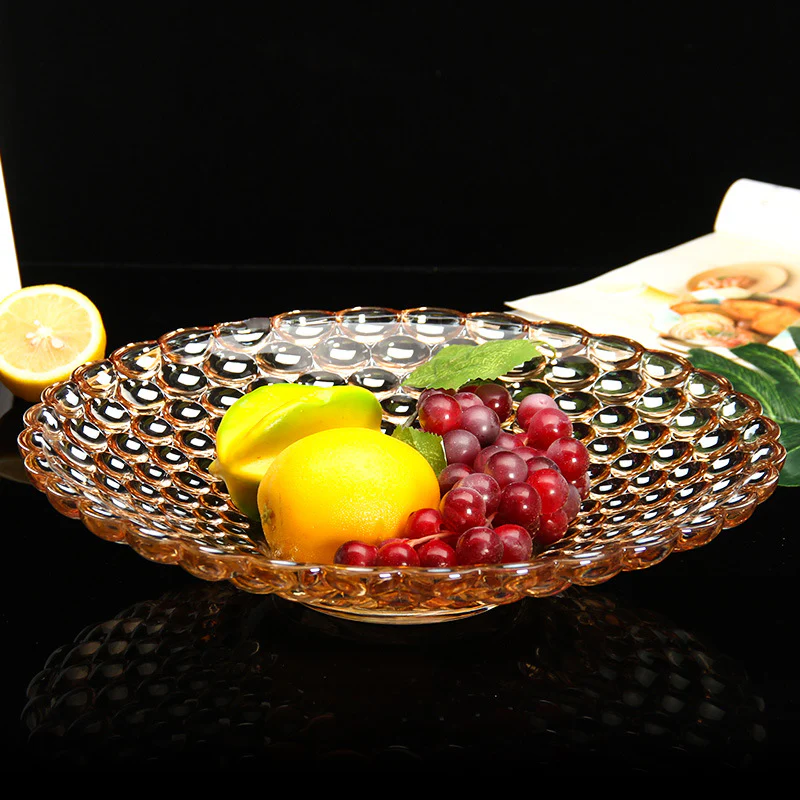 Amber Glass Decorative Fruit Bowl - Image 8