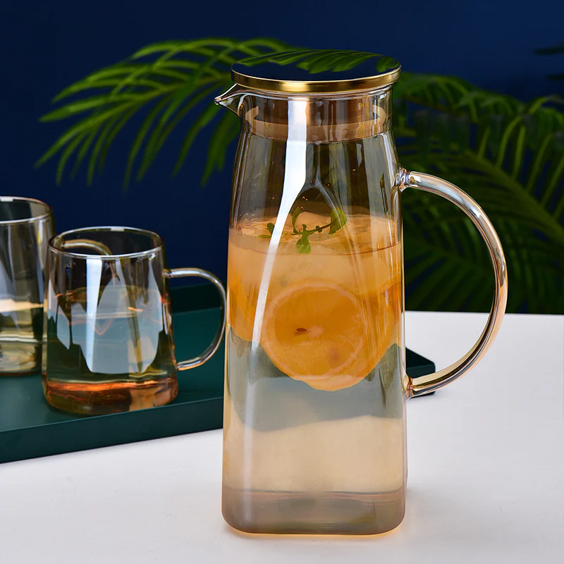 Amber Glass Jug and 4 Cups Set - Image 10